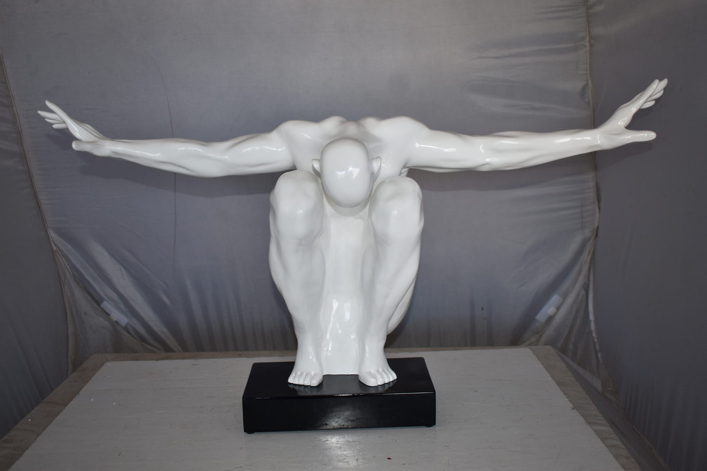 White Saluting Body Builder Made of Resin Mounted on Base Size: 37" x 14" x 19"H