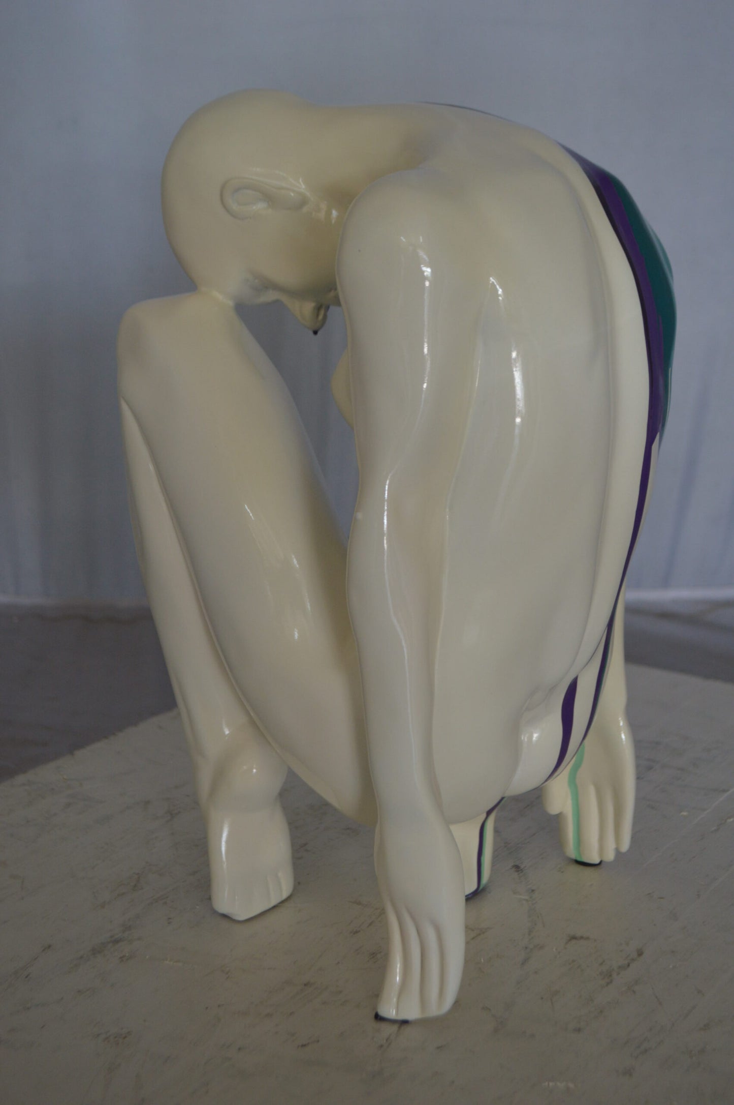 Modern Art Purple Green Mystery girl made of Resin - Size: 9"L x 11"W x 15"H.