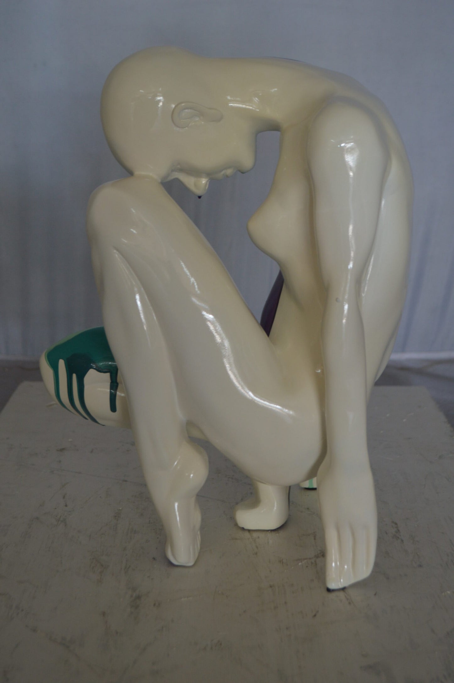Modern Art Purple Green Mystery girl made of Resin - Size: 9"L x 11"W x 15"H.