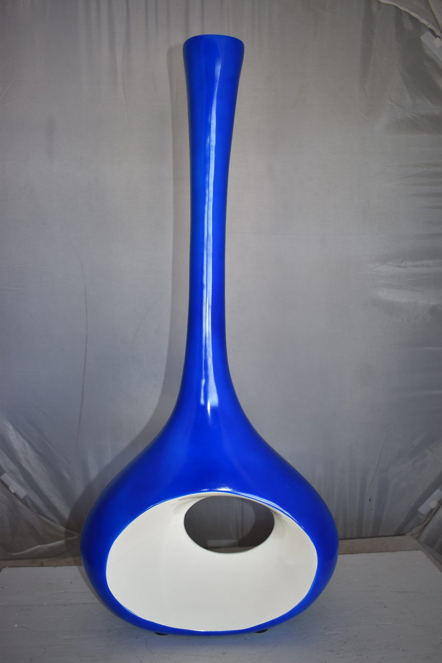 Modern Tall Blue and White Vase Made of Resin Size: 37" x 14" x 19"H