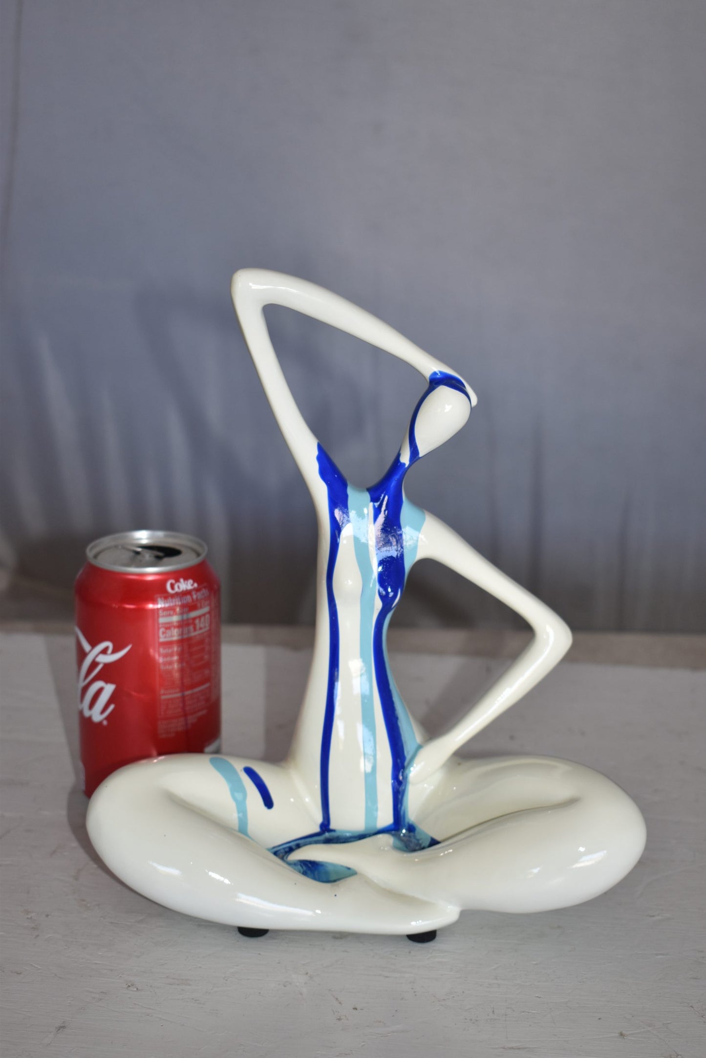 Modern Art Ballet Dancer White with Paint Drops Resin Statue 9" x 5" x 10"H