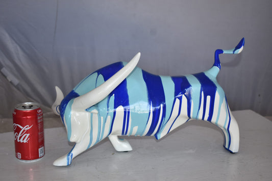 Modern Art White Bull with Paint Drops Resin Statue Size: 17" x 14" x 10"H