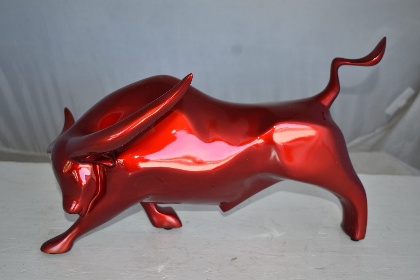 Modern Art of a Red Bull Made of Resin Statue Size: 17" x 14" x 10"H