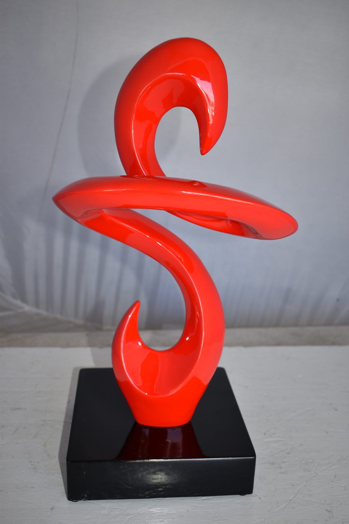 Modern Art Red Abstract Sculpture Made of Resin on A Base Size: 10" x 8" x 19"H