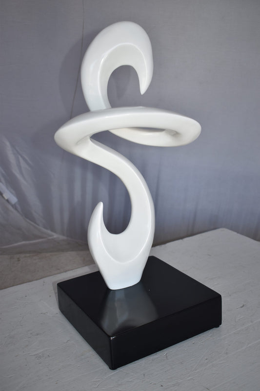 Modern Art White Abstract Sculpture Made of Resin on A Base 10" x 8" x 19"H