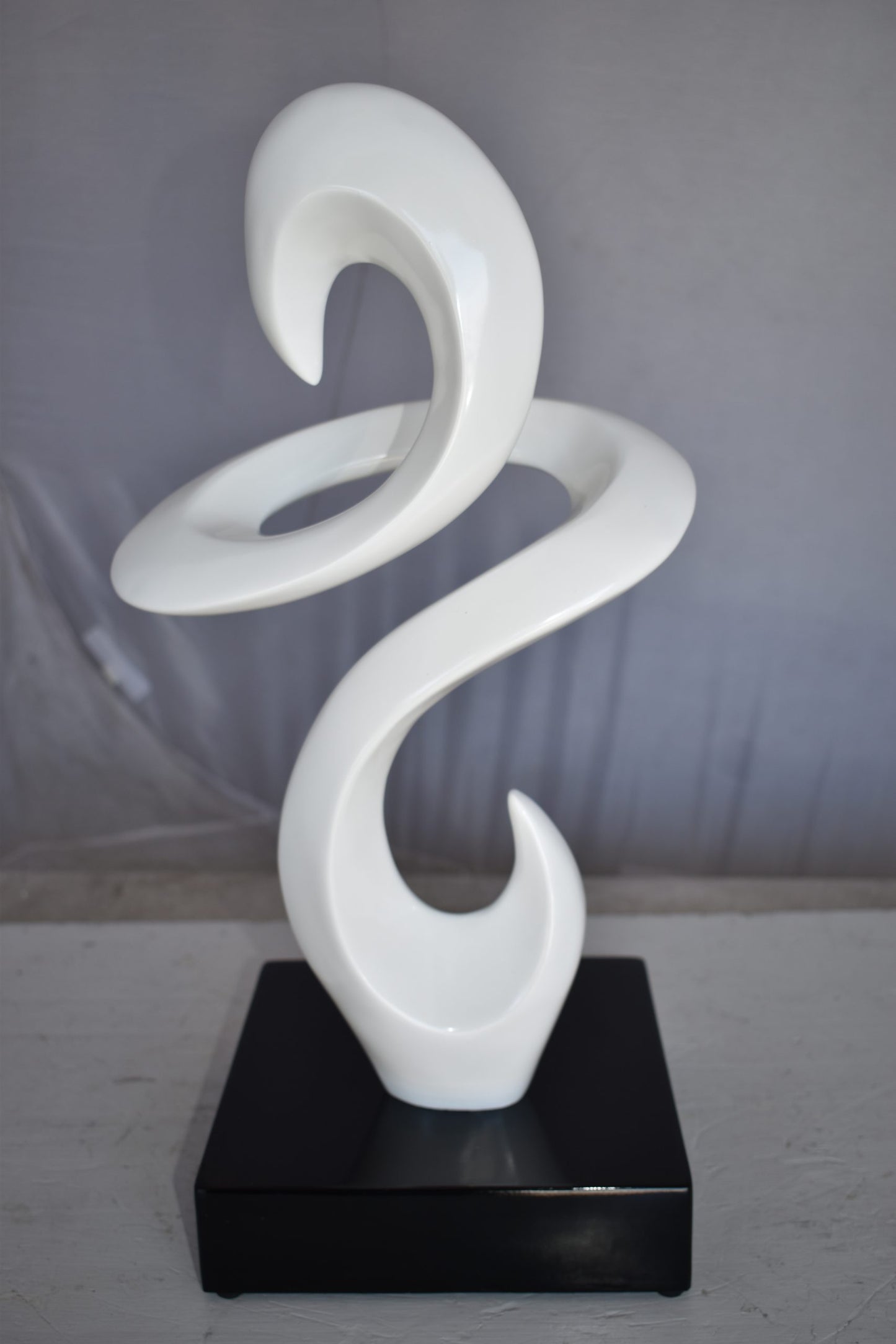 Modern Art White Abstract Sculpture Made of Resin on A Base 10" x 8" x 19"H