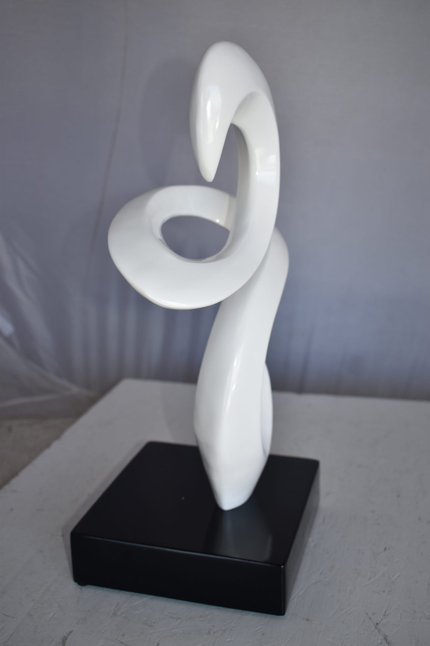 Modern Art White Abstract Sculpture Made of Resin on A Base 10" x 8" x 19"H