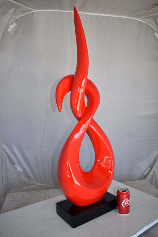 Modern Art Red Eternity Sculpture Made of Resin on A Base Size: 13" x 7" x 42"H
