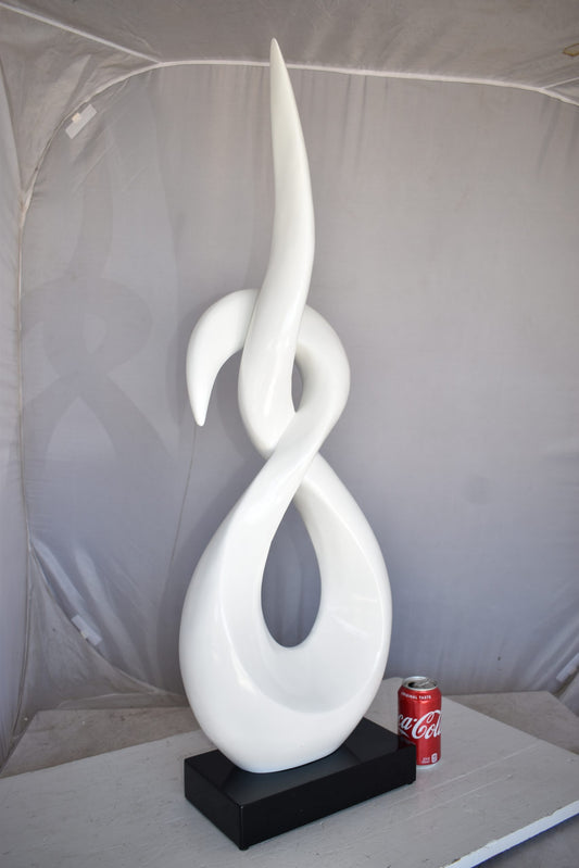 Modern Art White Eternity Sculpture Made of Resin on A Base 13" x 7" x 42"H