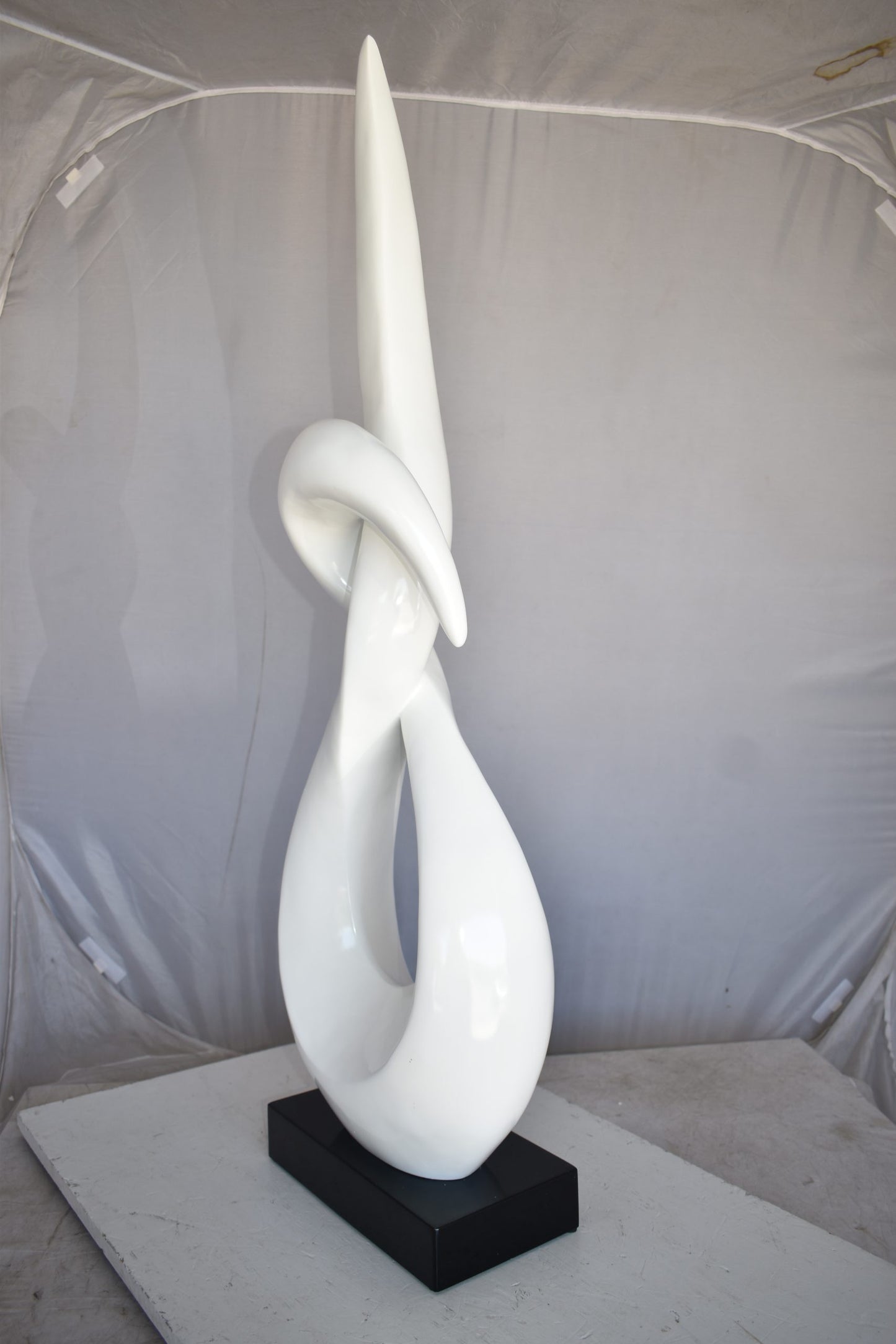 Modern Art White Eternity Sculpture Made of Resin on A Base 13" x 7" x 42"H