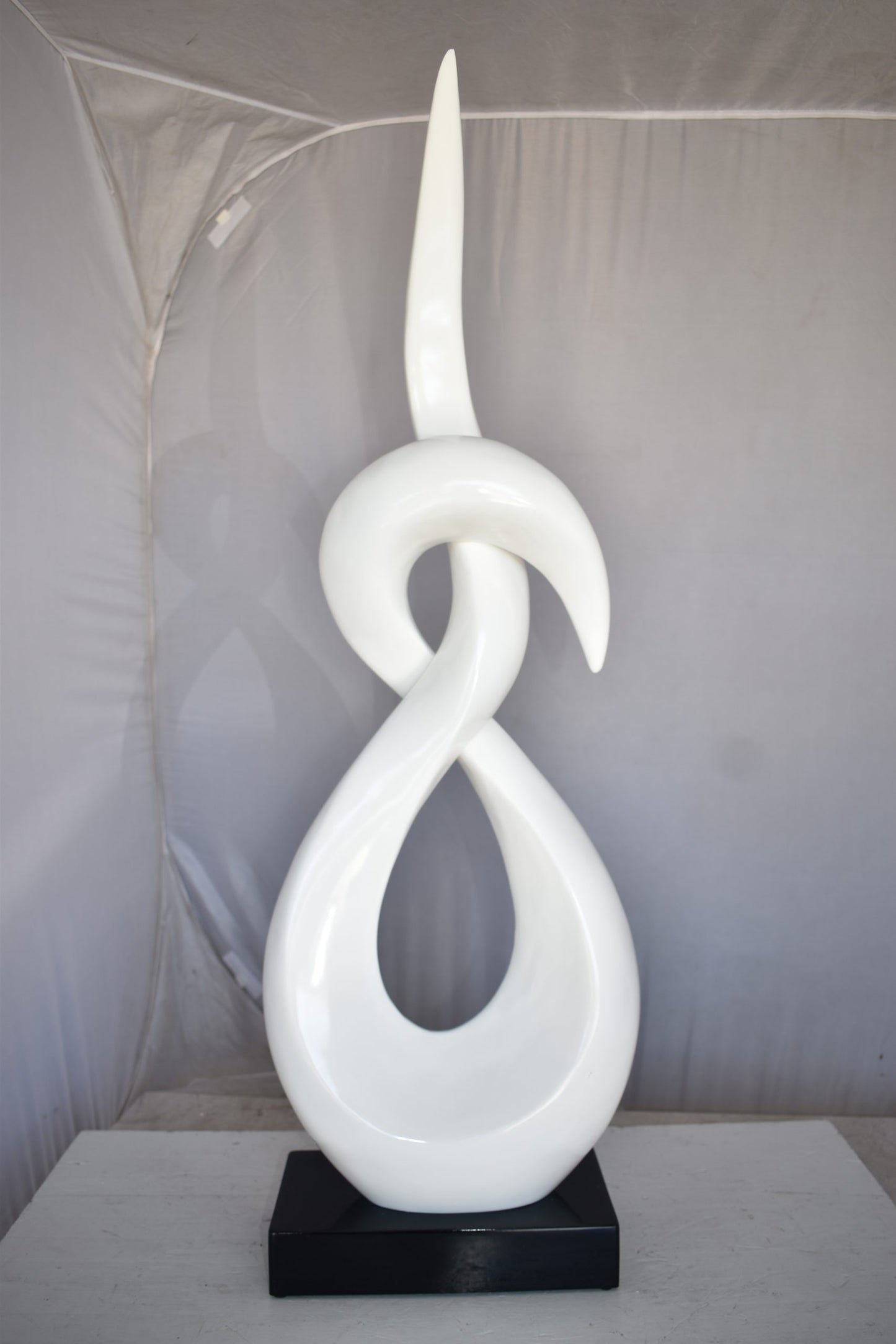 Modern Art White Eternity Sculpture Made of Resin on A Base 13" x 7" x 42"H