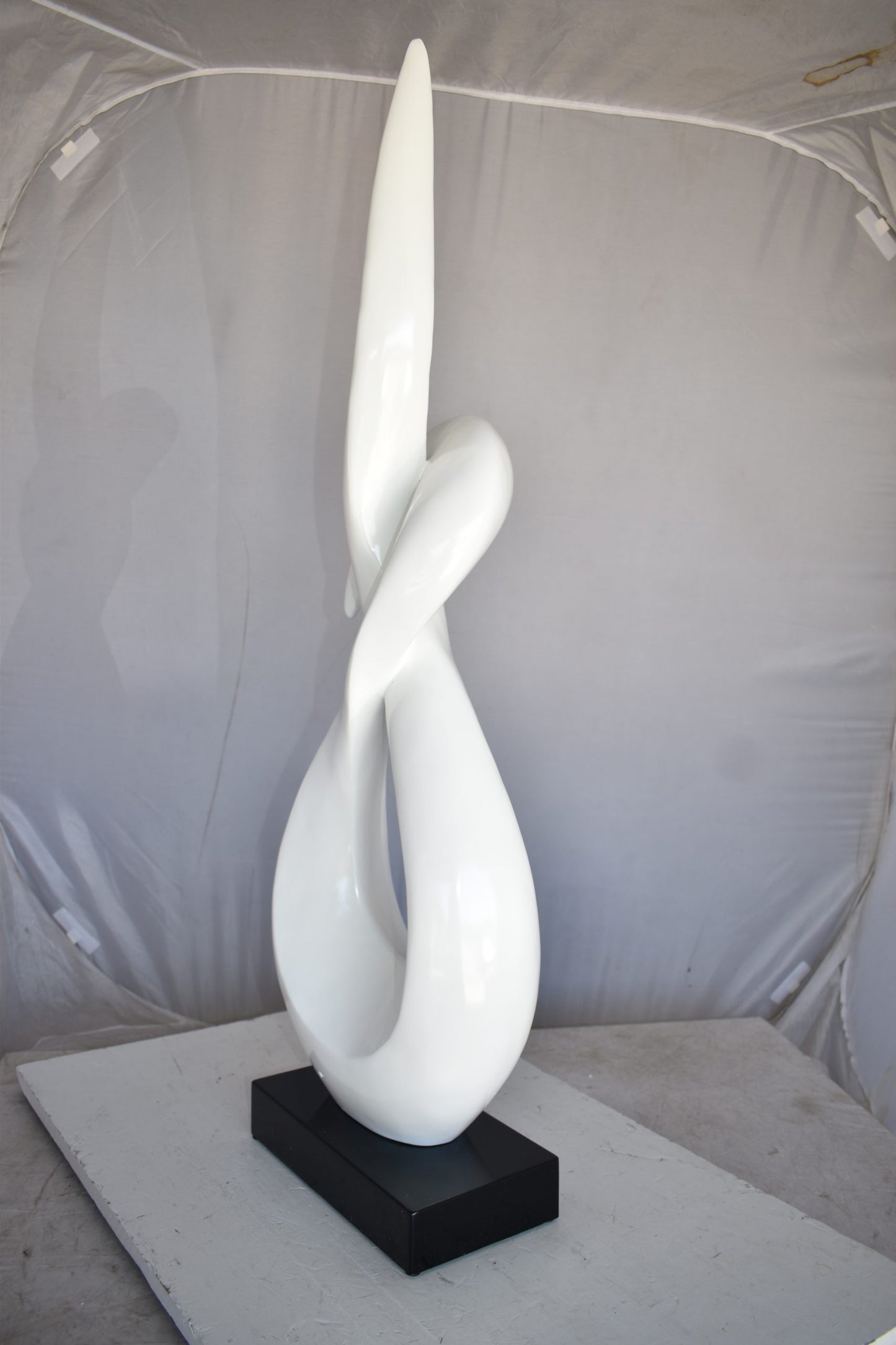 Modern Art White Eternity Sculpture Made of Resin on A Base 13" x 7" x 42"H