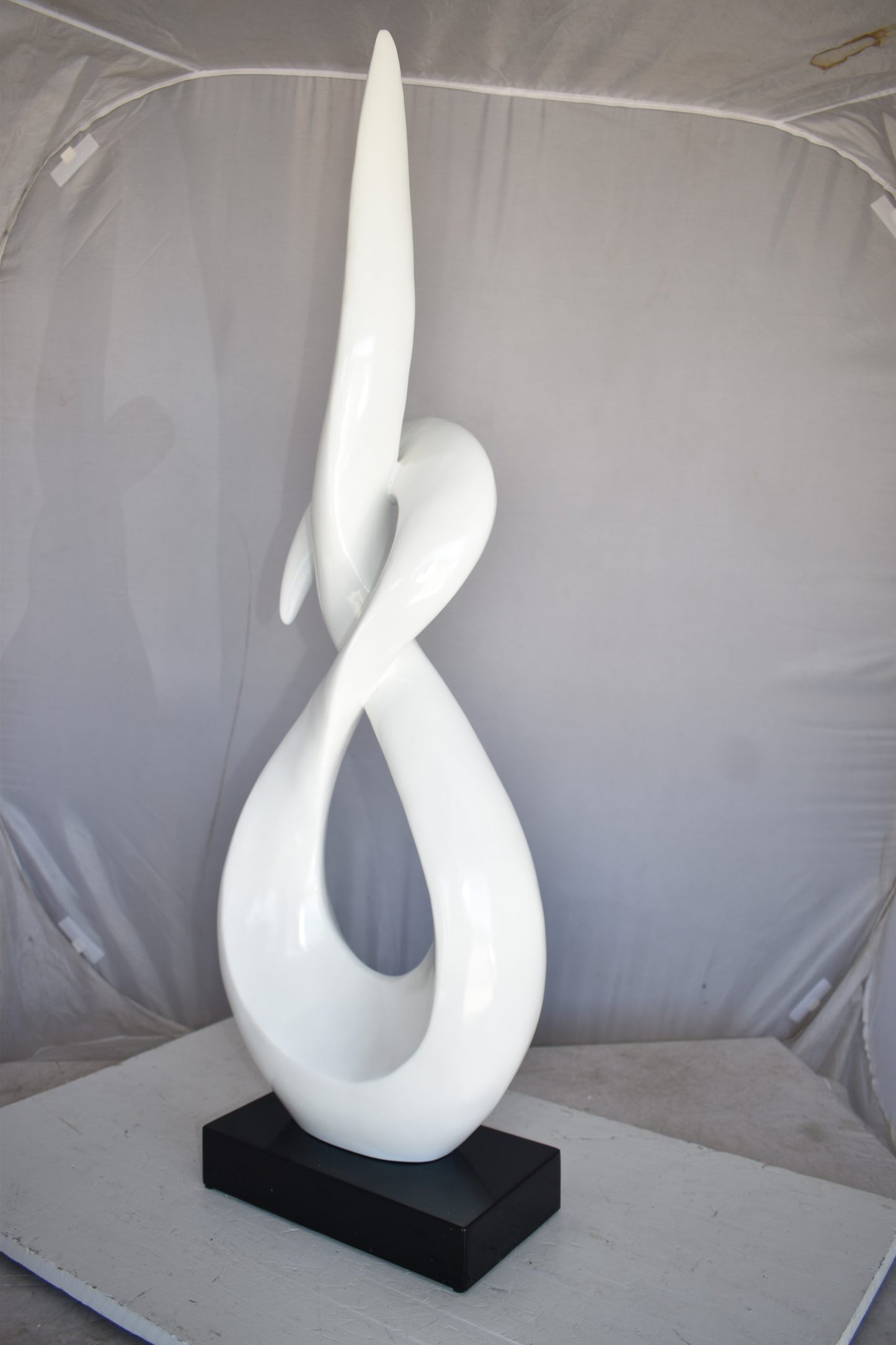 Modern Art White Eternity Sculpture Made of Resin on A Base 13" x 7" x 42"H