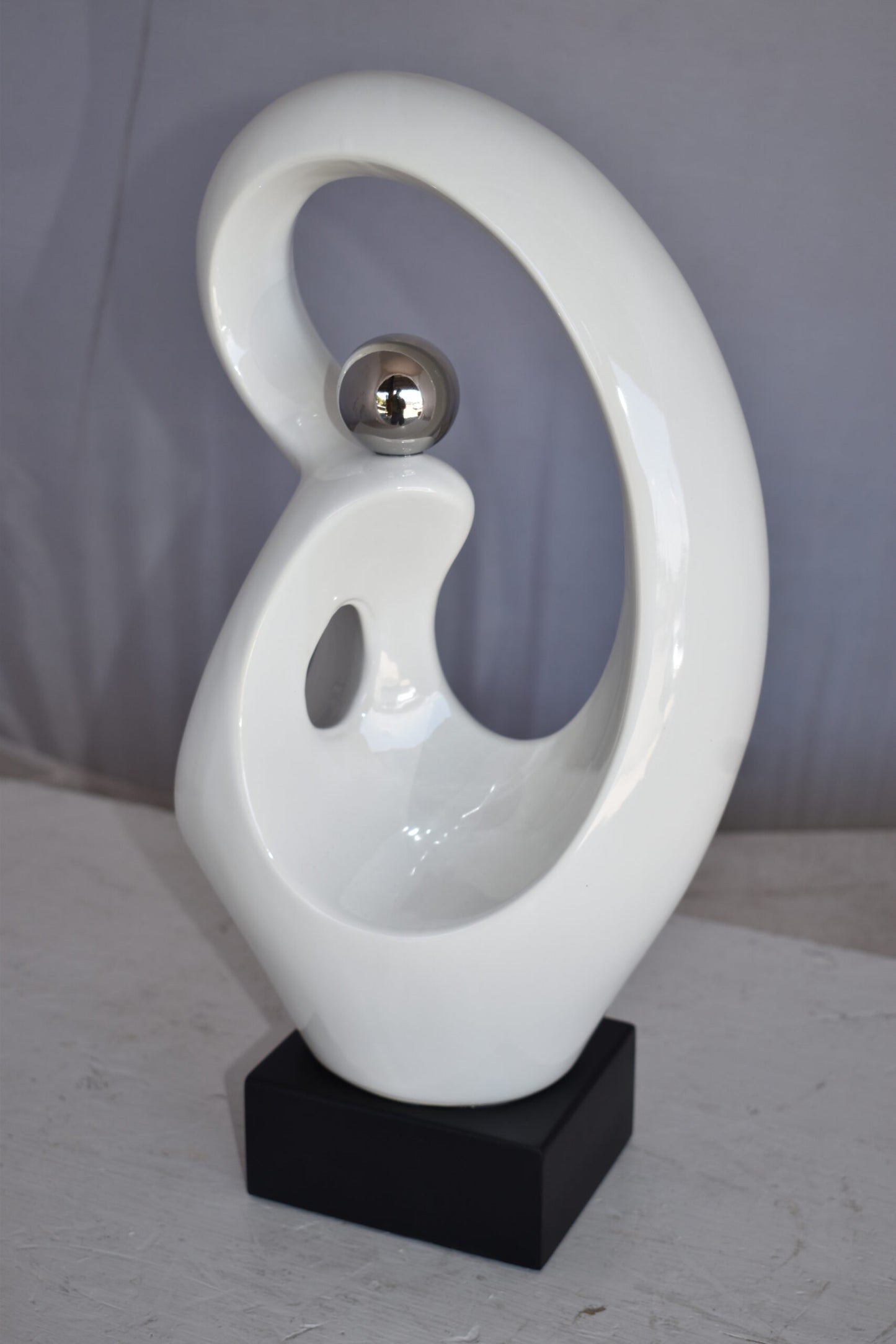 Modern Art Ceramic Abstract Silver and White Colors Size: 9" x 6" x 16"H