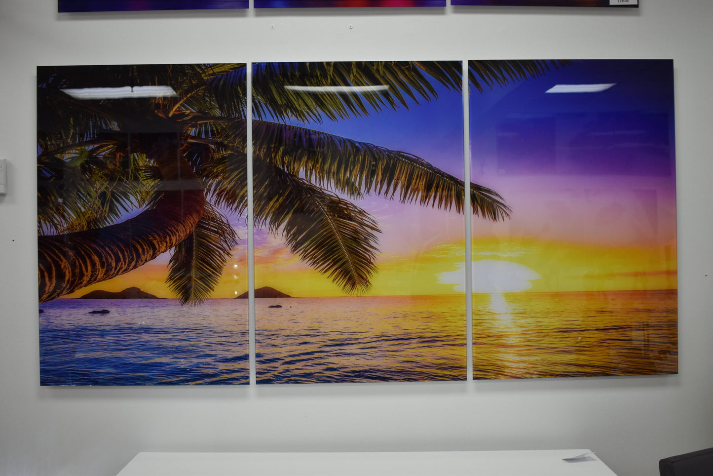 Tropical Sunrise Picture on A Large Three-Piece Acrylic Size: 1" x 78" x 39"H