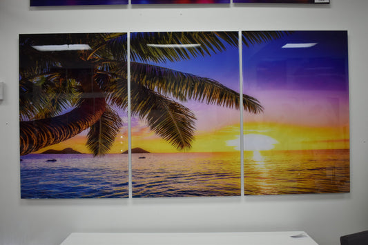 Tropical Sunrise Picture on A Large Three-Piece Acrylic Size: 1" x 78" x 39"H