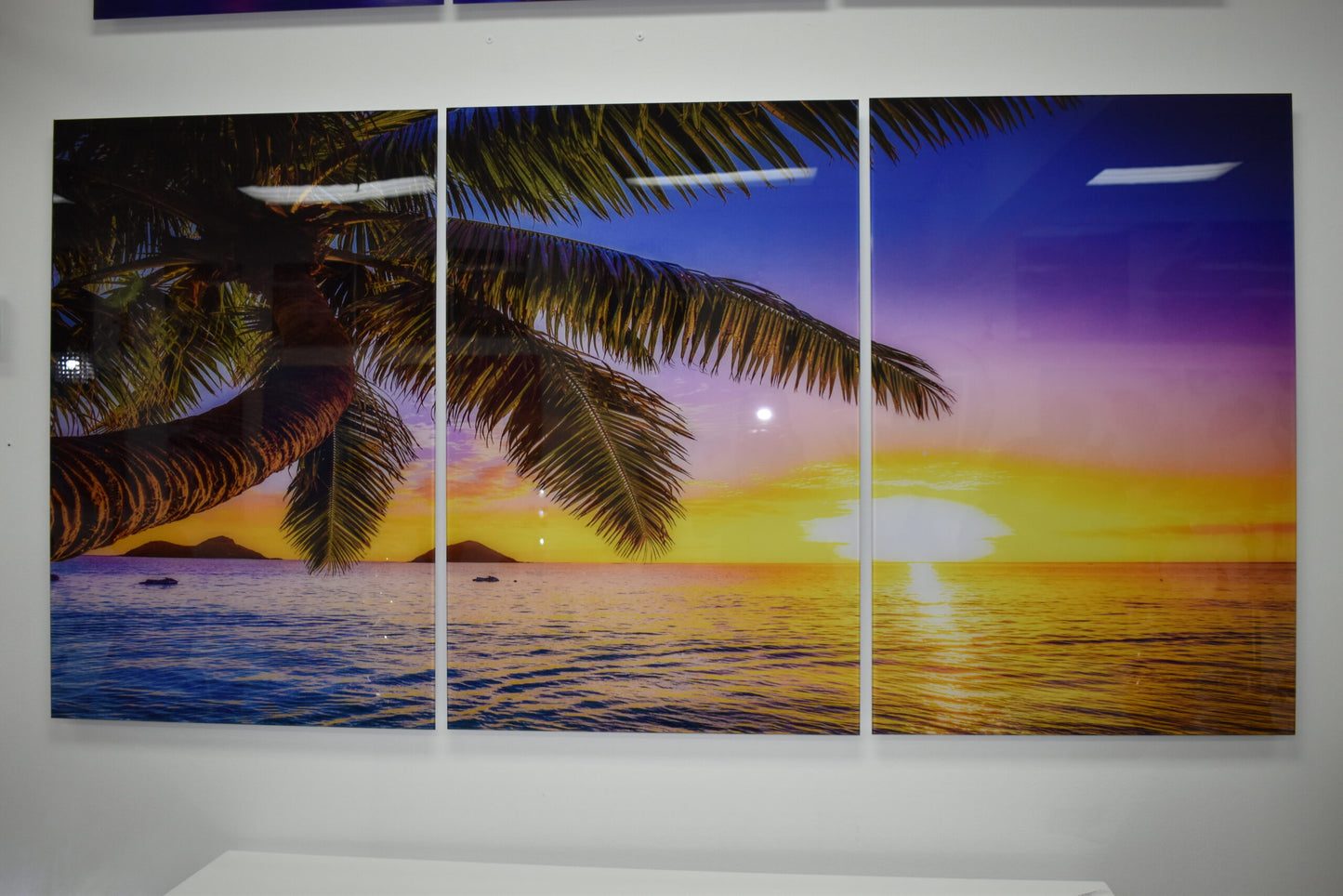 Tropical Sunrise Picture on A Large Three-Piece Acrylic Size: 1" x 78" x 39"H