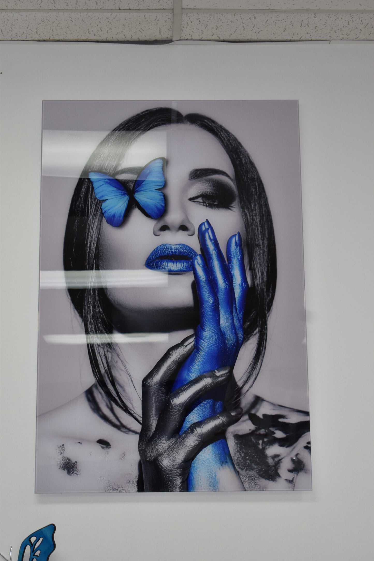 Blue Women Modern Painting on A Large Acrylic - Plexiglass Size: 1" x 31" x 47"H