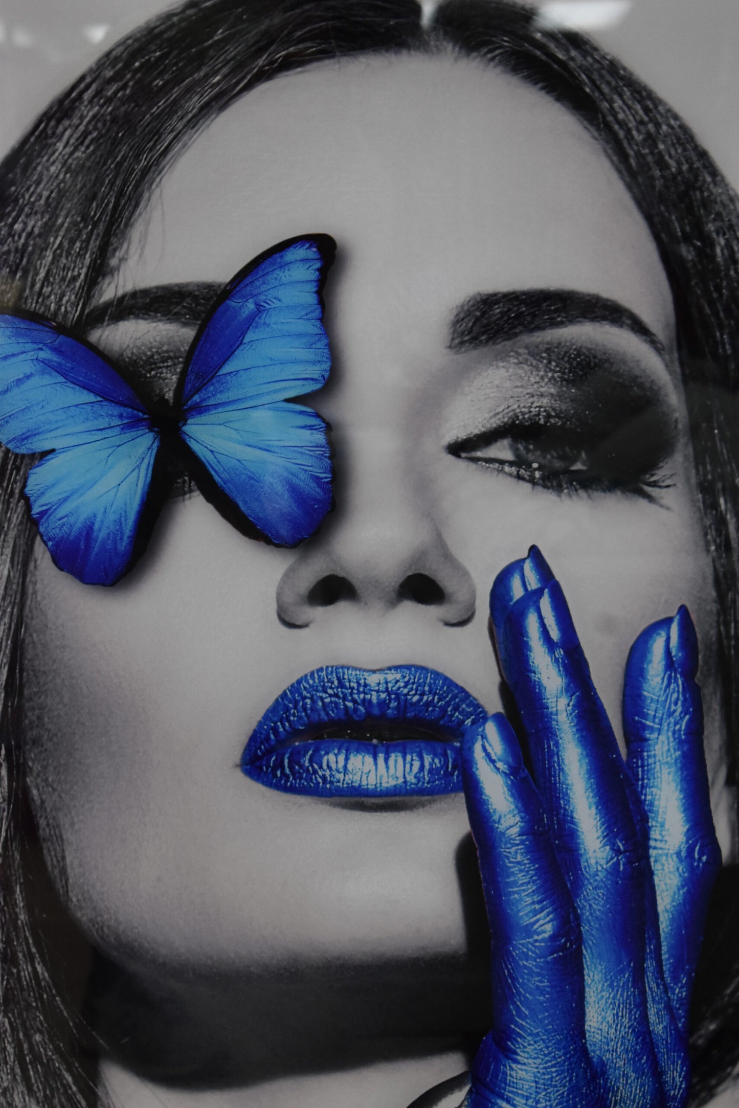 Blue Women Modern Painting on A Large Acrylic - Plexiglass Size: 1" x 31" x 47"H