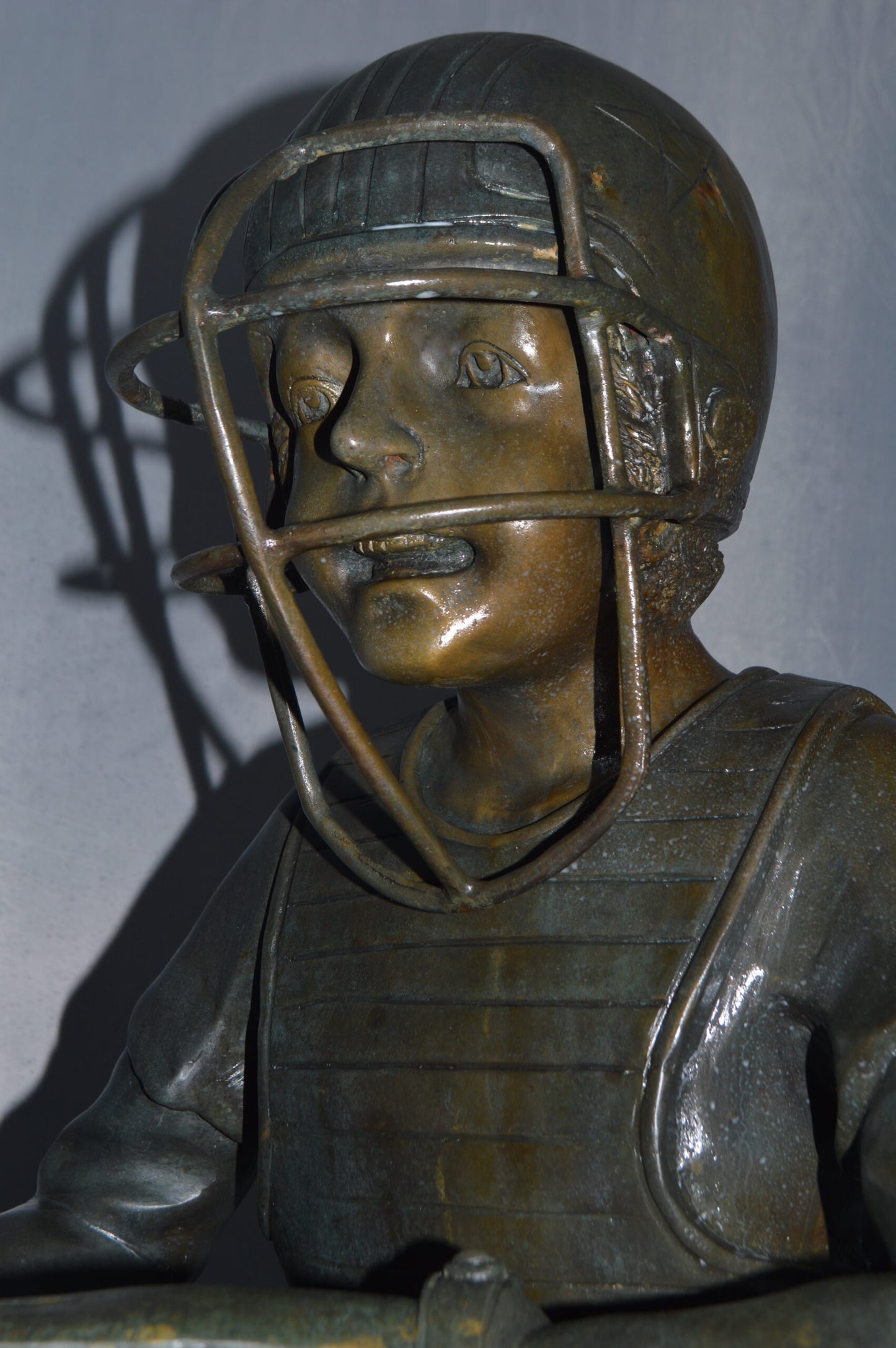 Baseball Catcher Bronze Statue -  Size: 24"L x 16"W x 36"H.