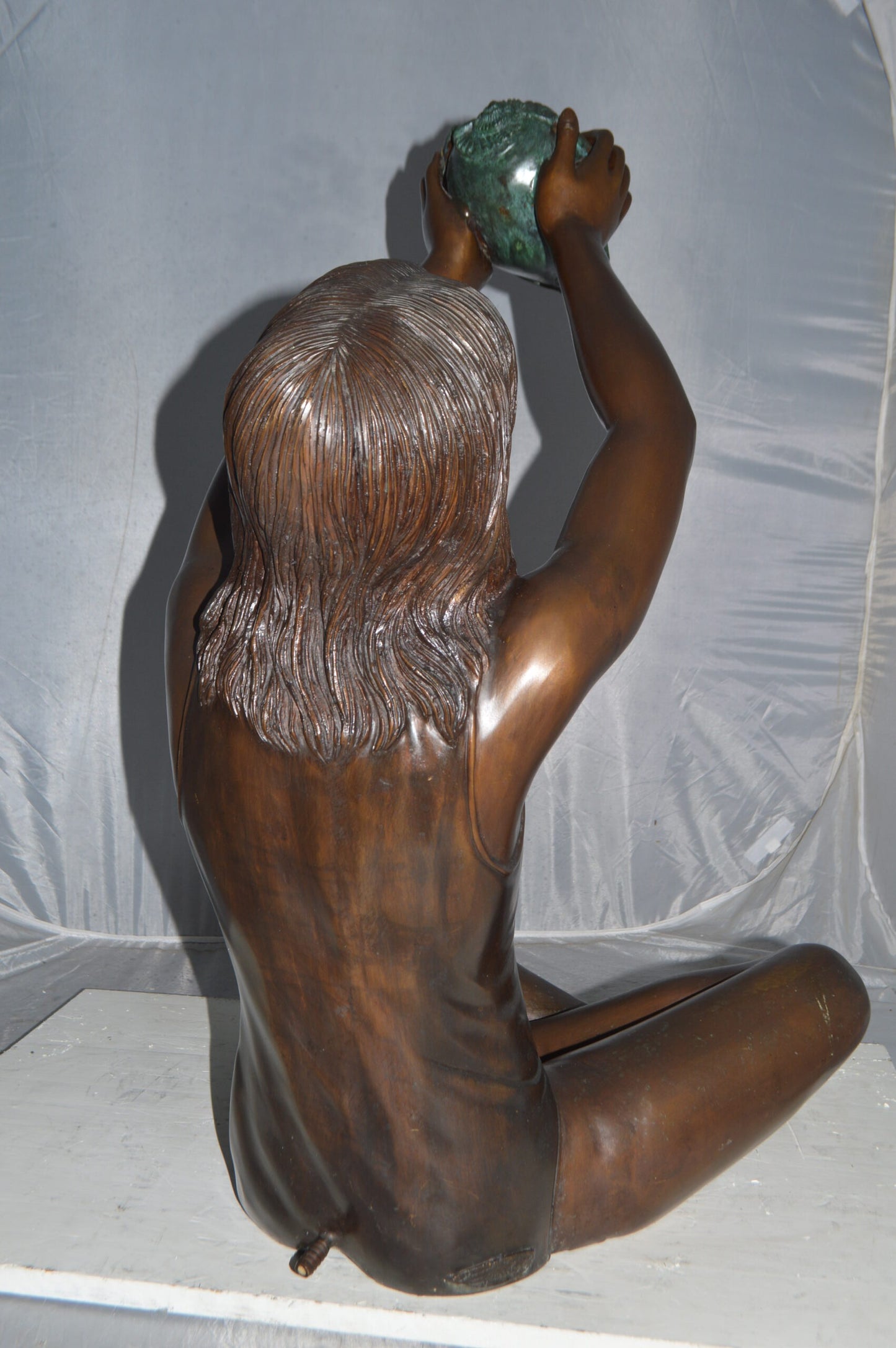 Lady Holding A Shell Bronze Statue Fountain - Size: 18"L x 22"W x 33"H.