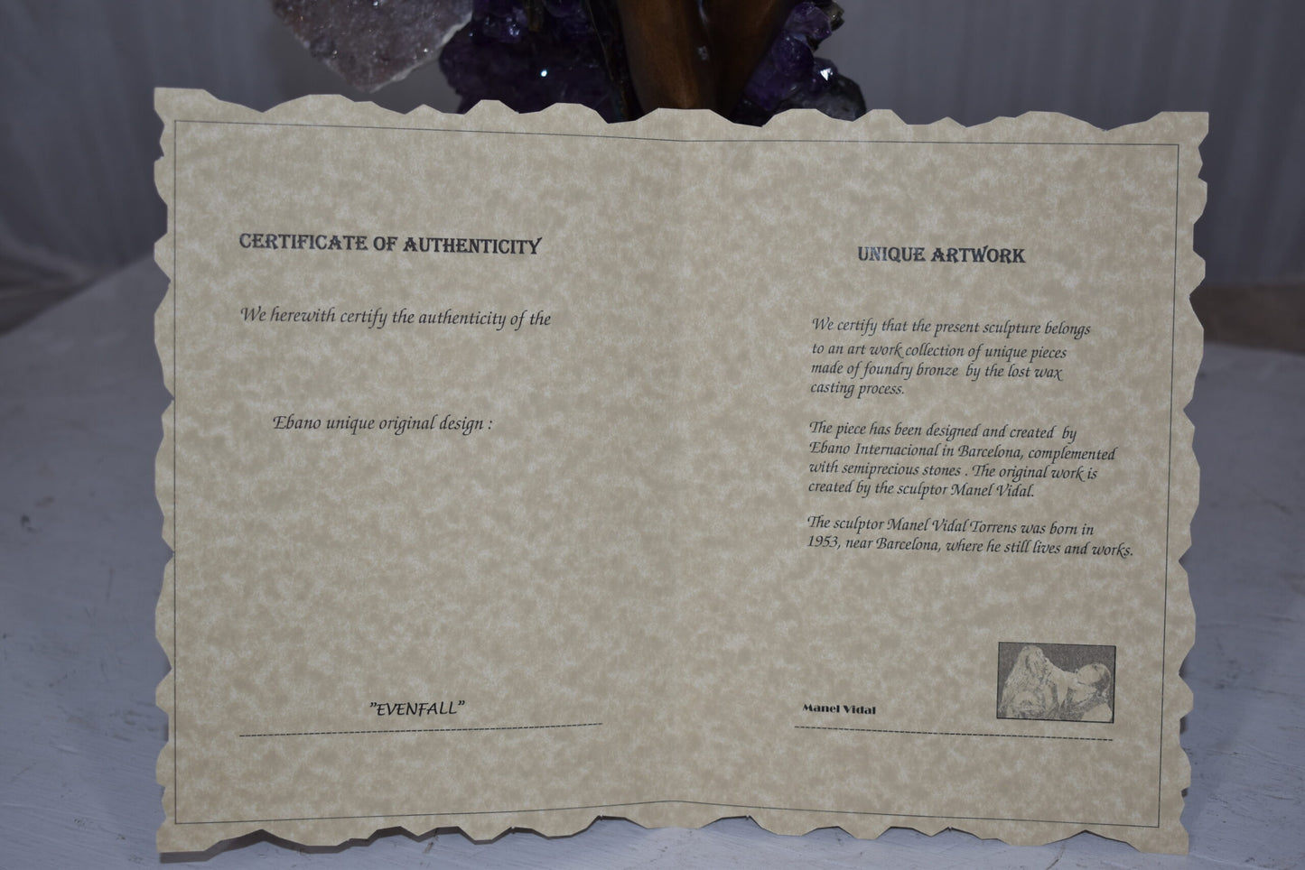 Evenfall, Bronze Statue from the Vidal Collection, COA included 12" x 10" x 17"H