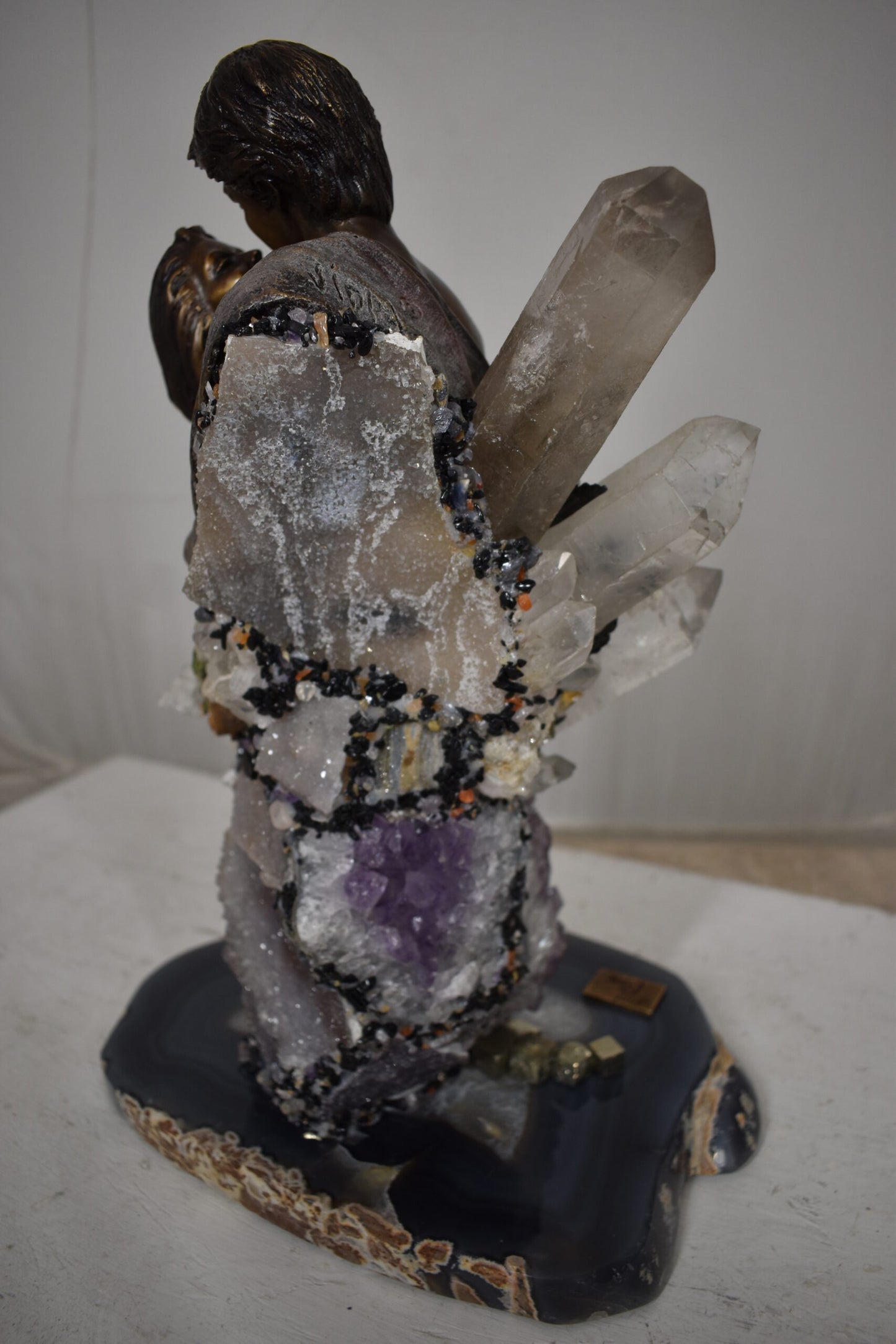 The Kiss Bronze Statue With amethyst stones - Vidal Collection 12" x 9" x 17"H