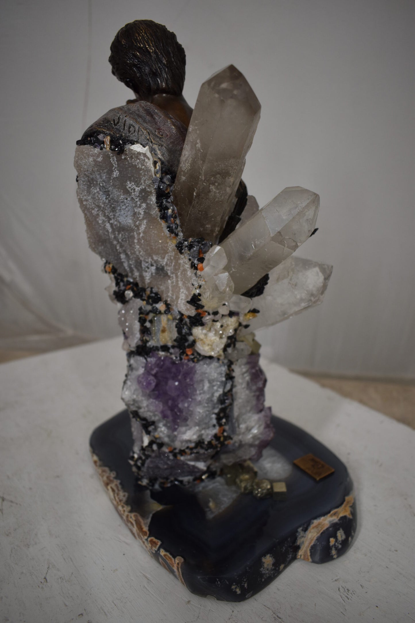 The Kiss Bronze Statue With amethyst stones - Vidal Collection 12" x 9" x 17"H