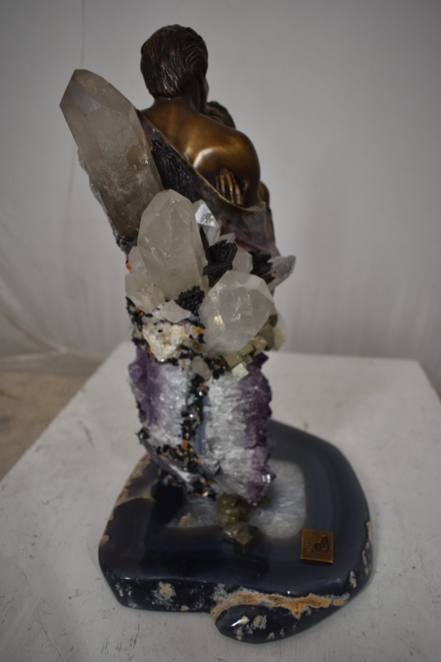 The Kiss Bronze Statue With amethyst stones - Vidal Collection 12" x 9" x 17"H