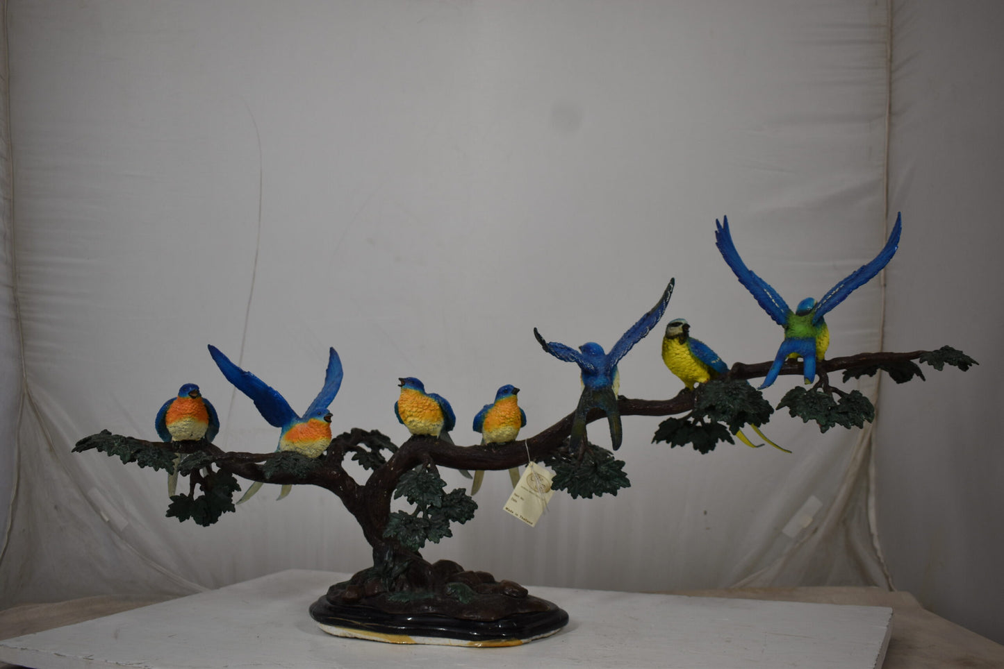 Seven Sparrows Perched on a Tree Branch Bronze Statue Size: 38" x 15" x 18"H