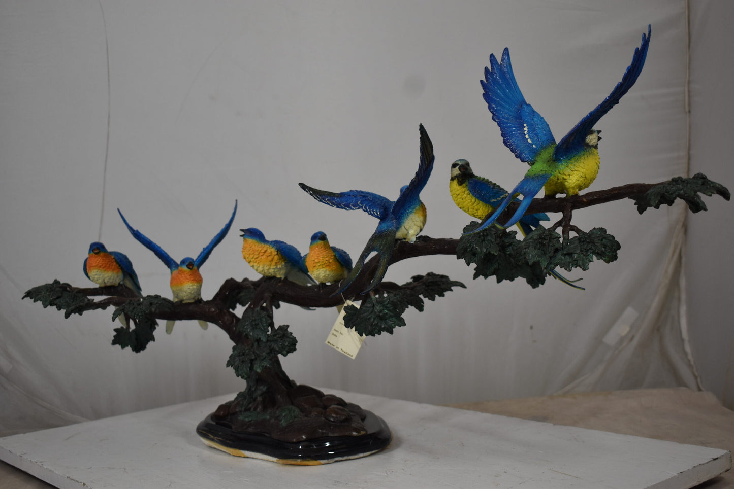 Seven Sparrows Perched on a Tree Branch Bronze Statue Size: 38" x 15" x 18"H