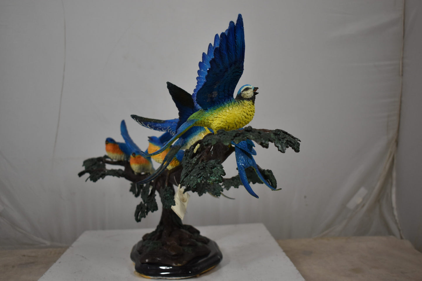 Seven Sparrows Perched on a Tree Branch Bronze Statue Size: 38" x 15" x 18"H