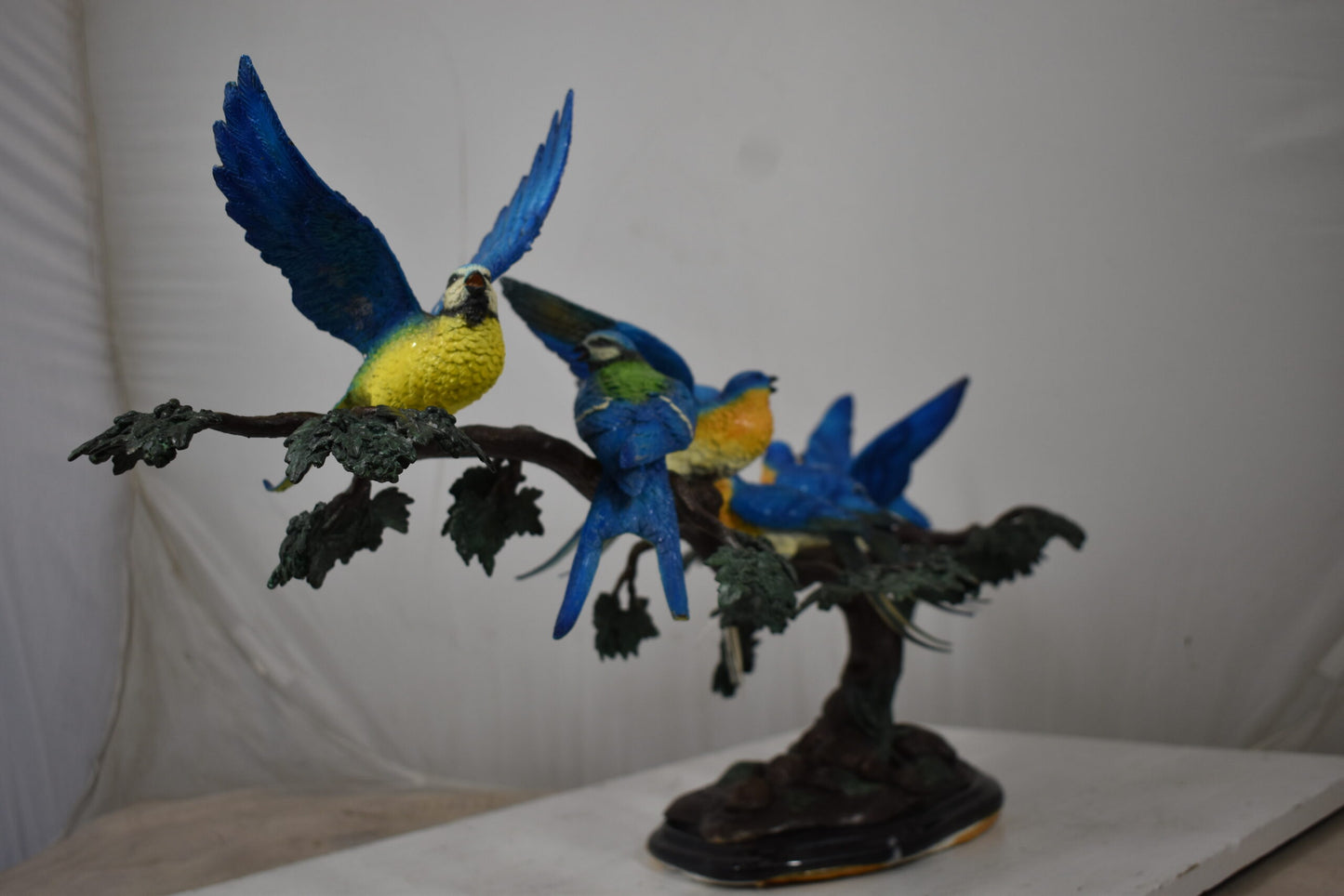 Seven Sparrows Perched on a Tree Branch Bronze Statue Size: 38" x 15" x 18"H