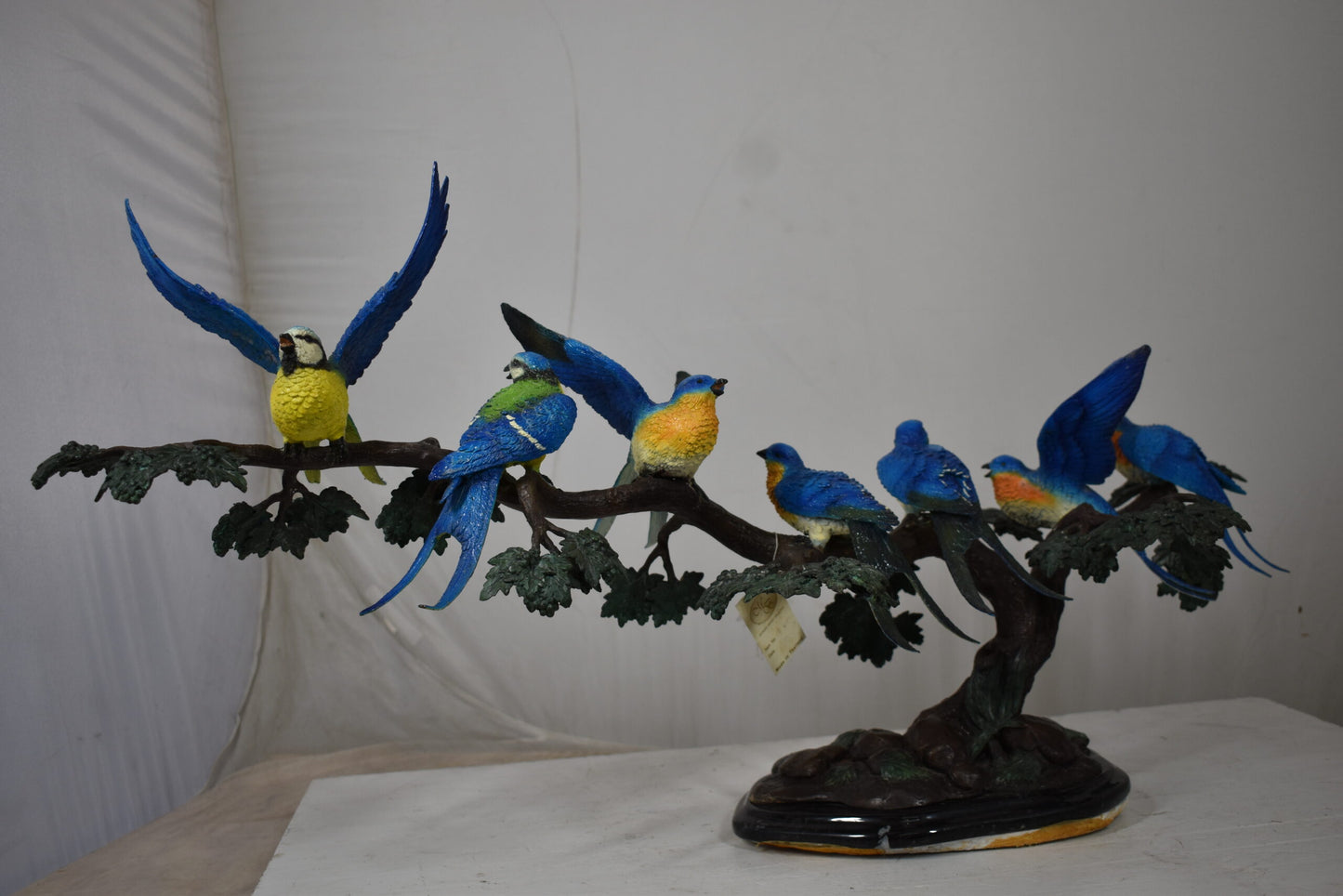 Seven Sparrows Perched on a Tree Branch Bronze Statue Size: 38" x 15" x 18"H