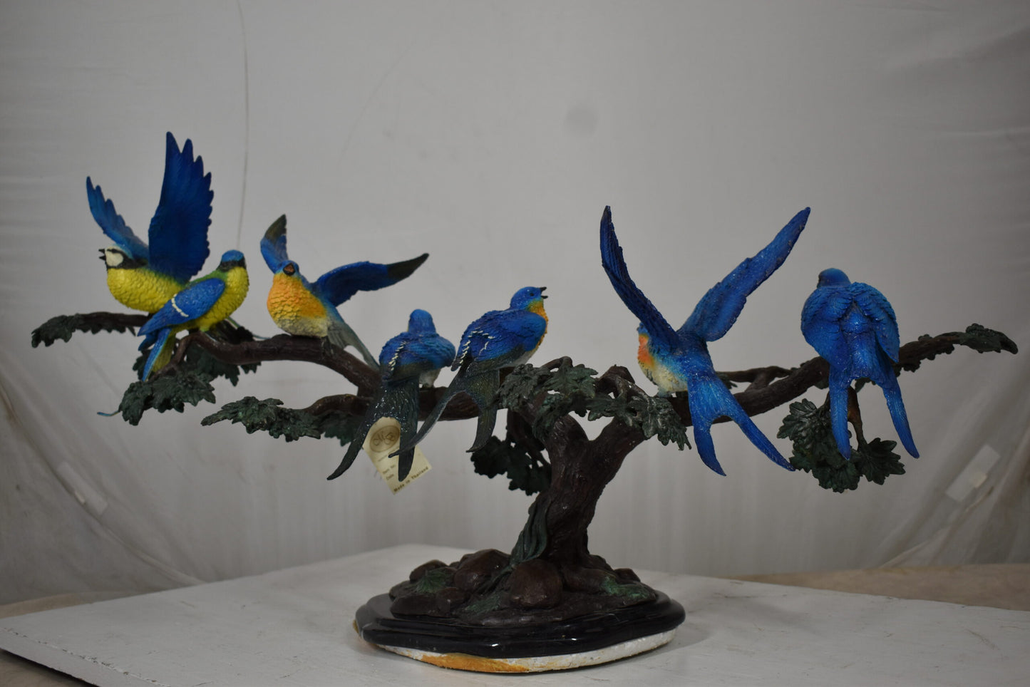 Seven Sparrows Perched on a Tree Branch Bronze Statue Size: 38" x 15" x 18"H