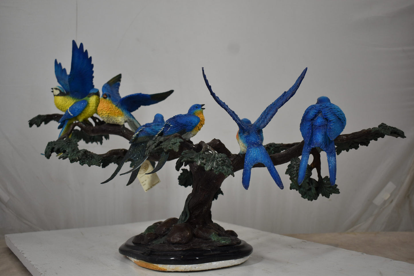 Seven Sparrows Perched on a Tree Branch Bronze Statue Size: 38" x 15" x 18"H