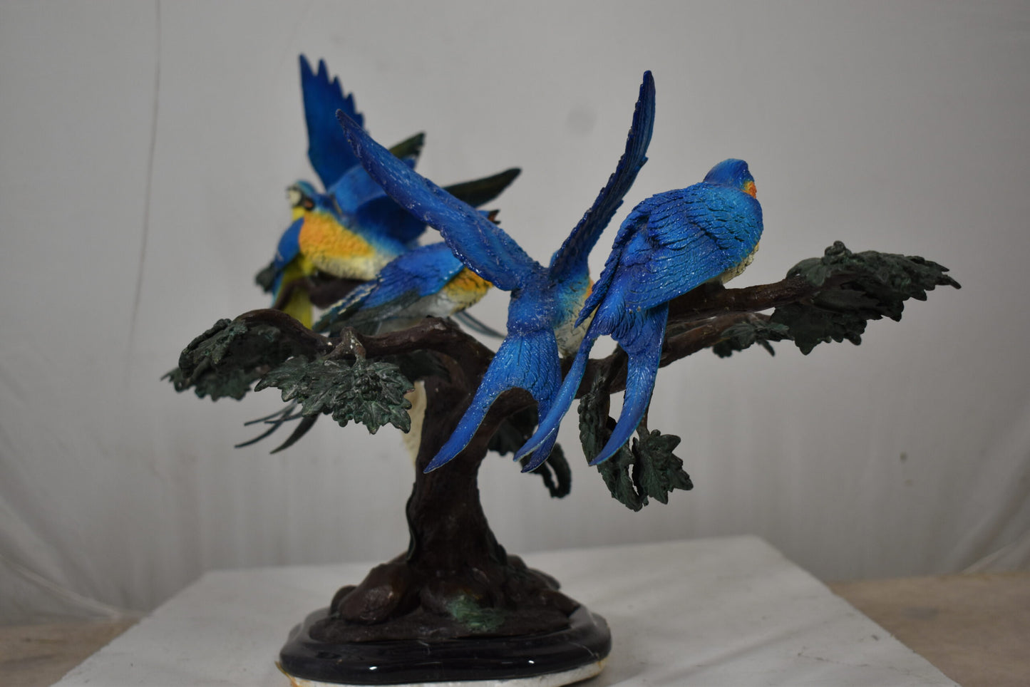 Seven Sparrows Perched on a Tree Branch Bronze Statue Size: 38" x 15" x 18"H