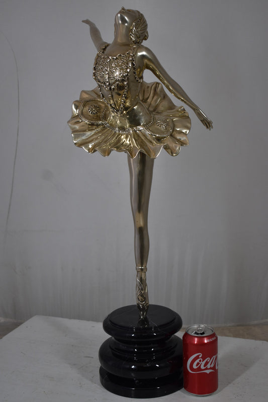 Ballerina Bronze Statue in Silver Finish Size: 14" x 15" x 28"H