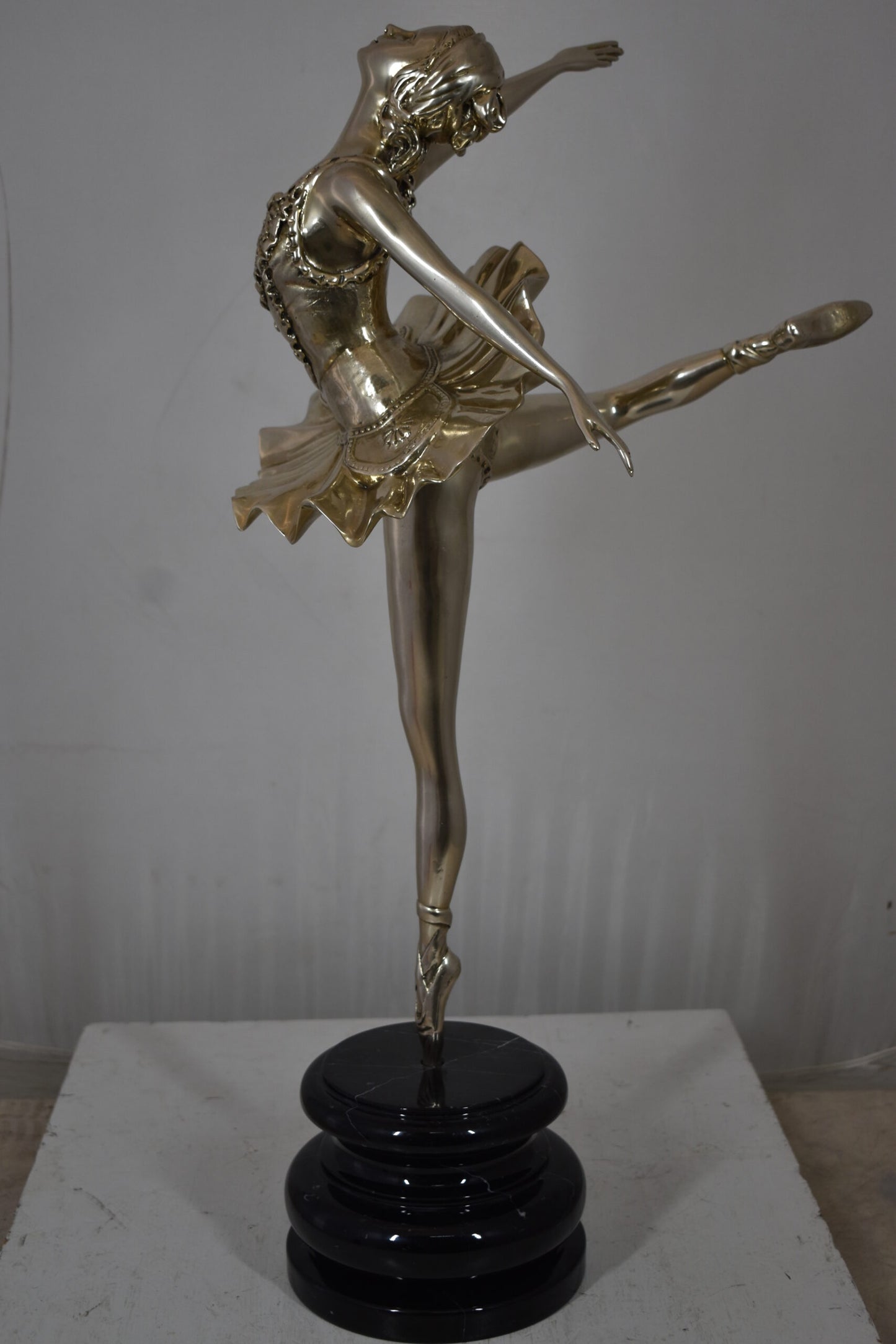 Ballerina Bronze Statue in Silver Finish Size: 14" x 15" x 28"H