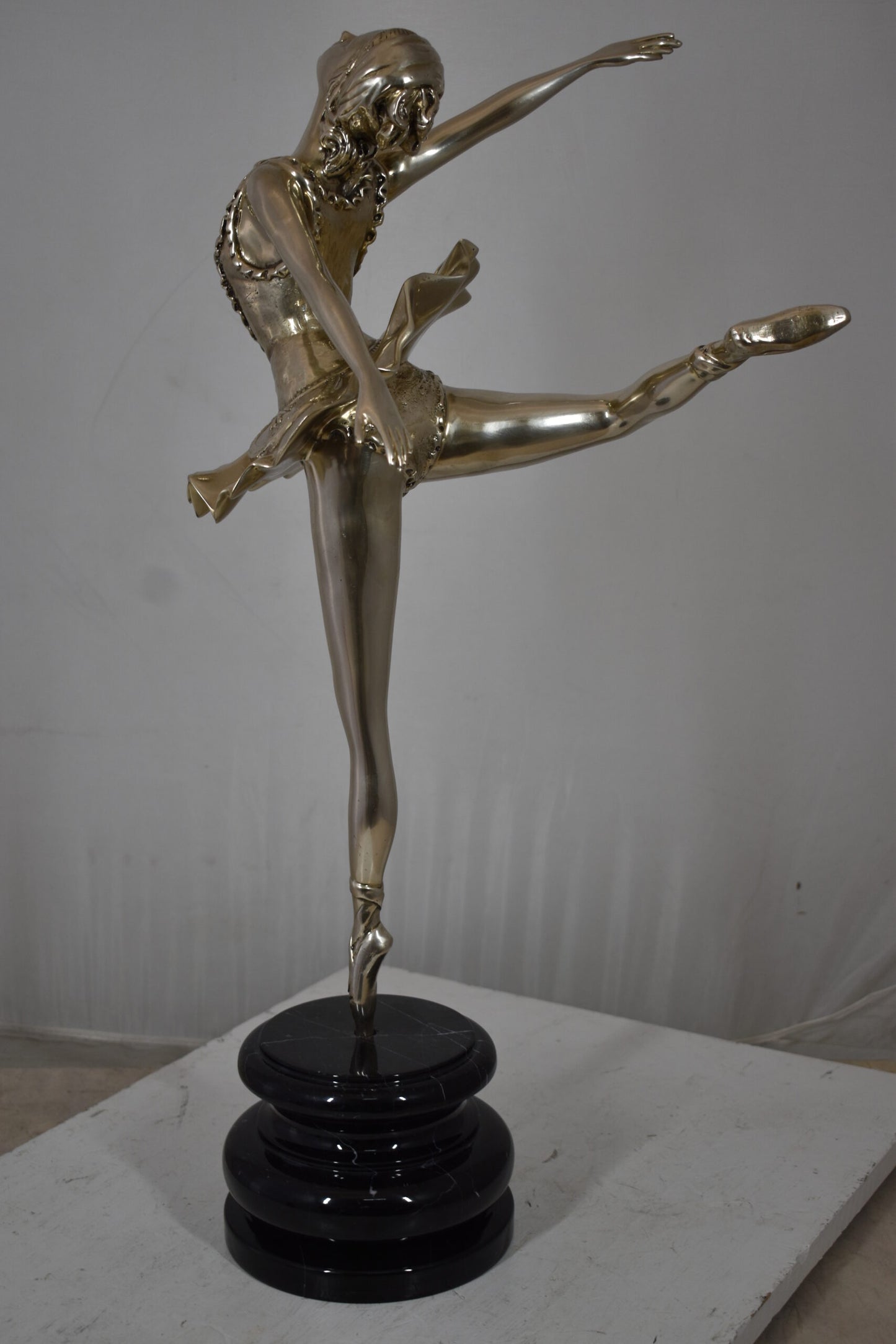 Ballerina Bronze Statue in Silver Finish Size: 14" x 15" x 28"H
