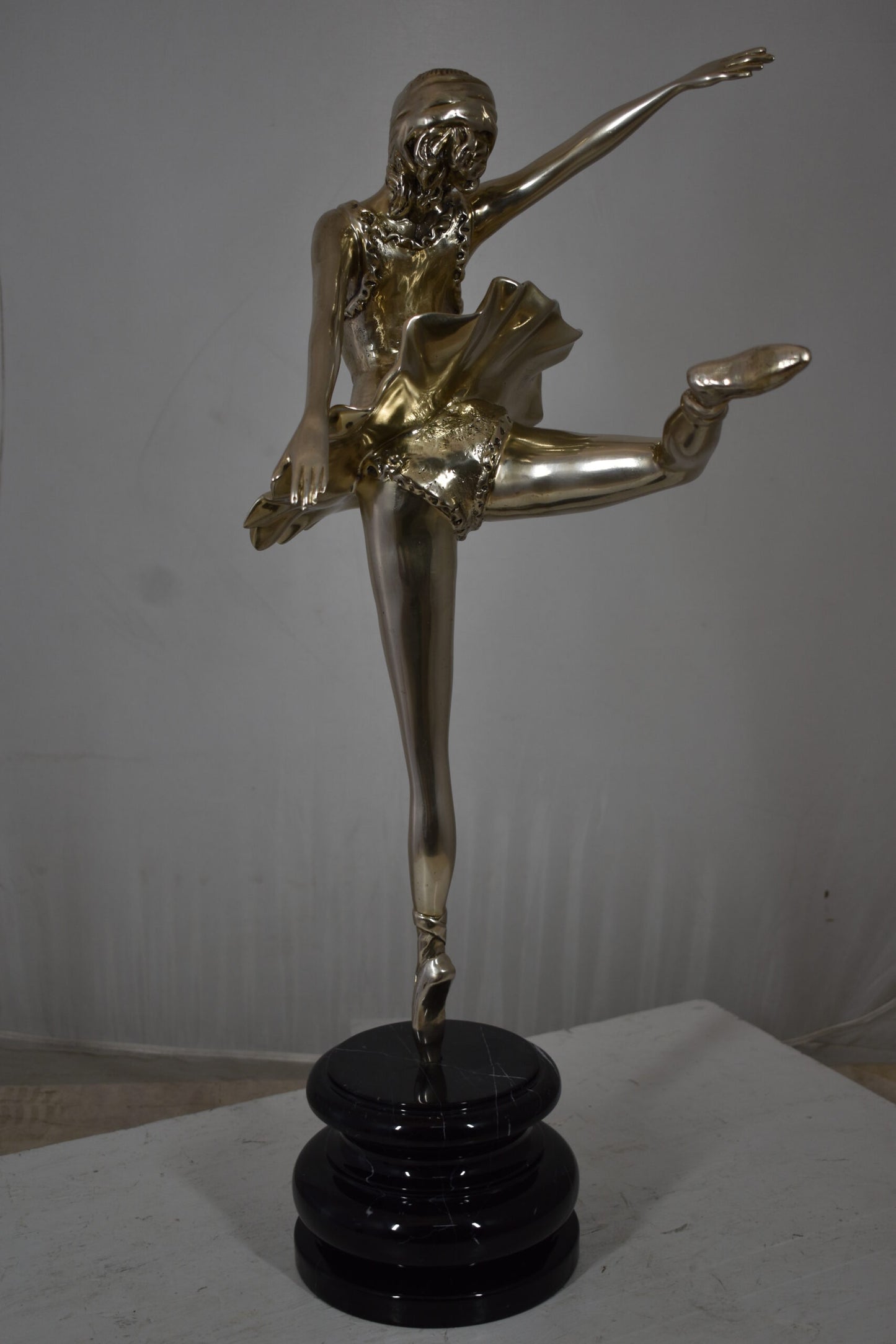 Ballerina Bronze Statue in Silver Finish Size: 14" x 15" x 28"H