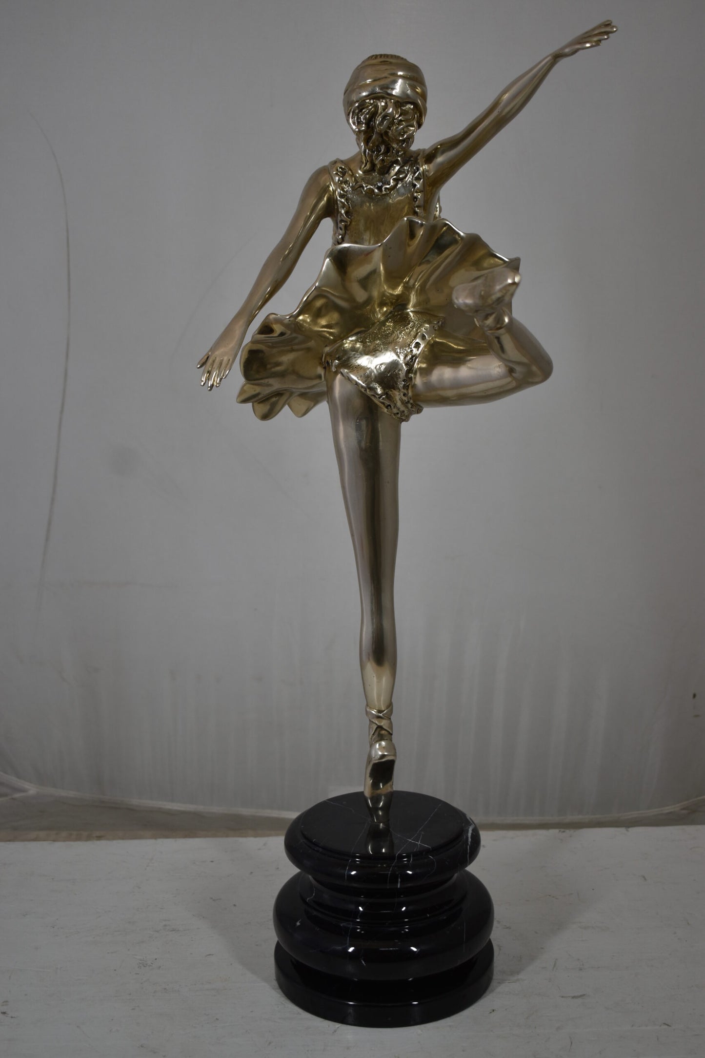 Ballerina Bronze Statue in Silver Finish Size: 14" x 15" x 28"H