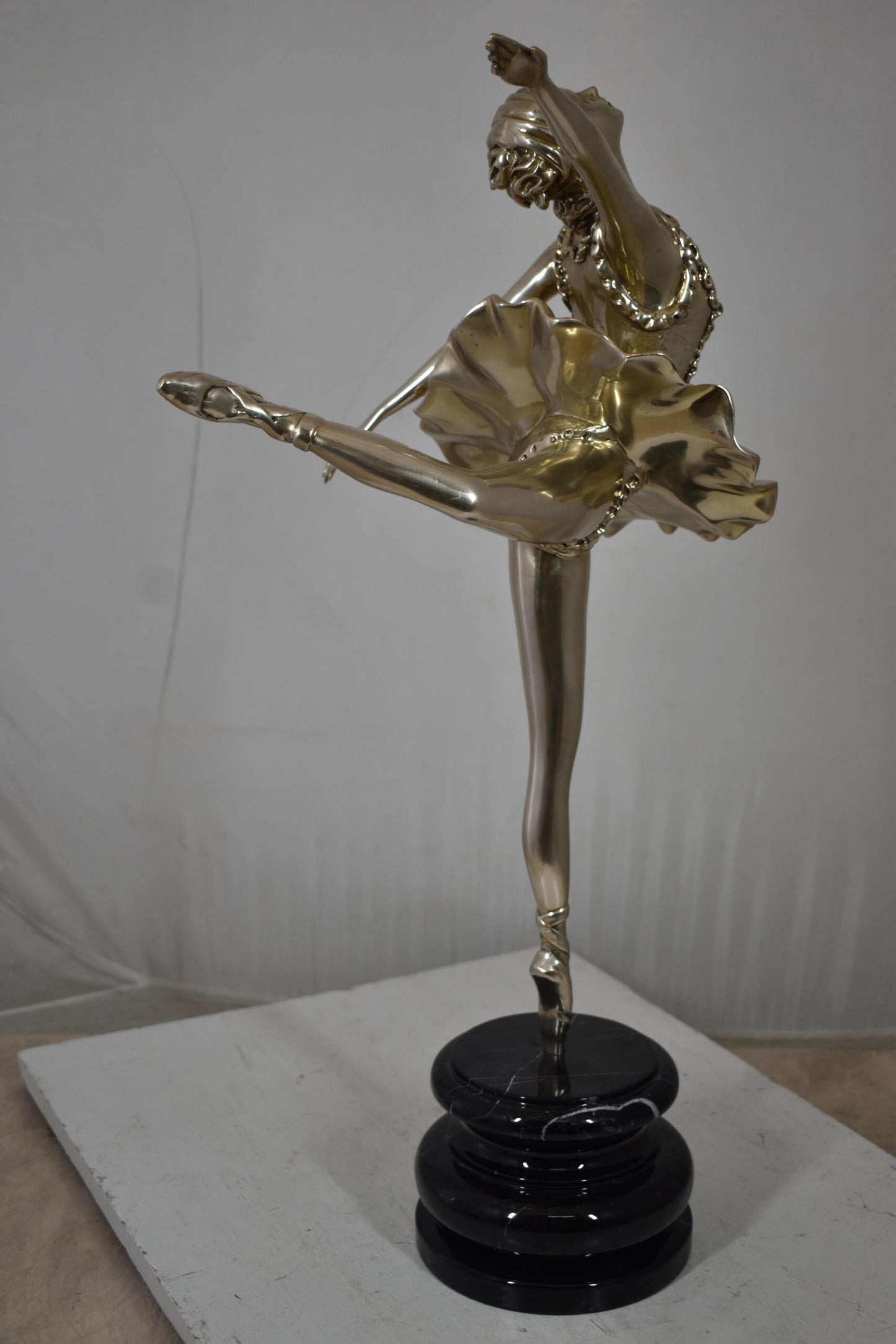 Ballerina Bronze Statue in Silver Finish Size: 14" x 15" x 28"H