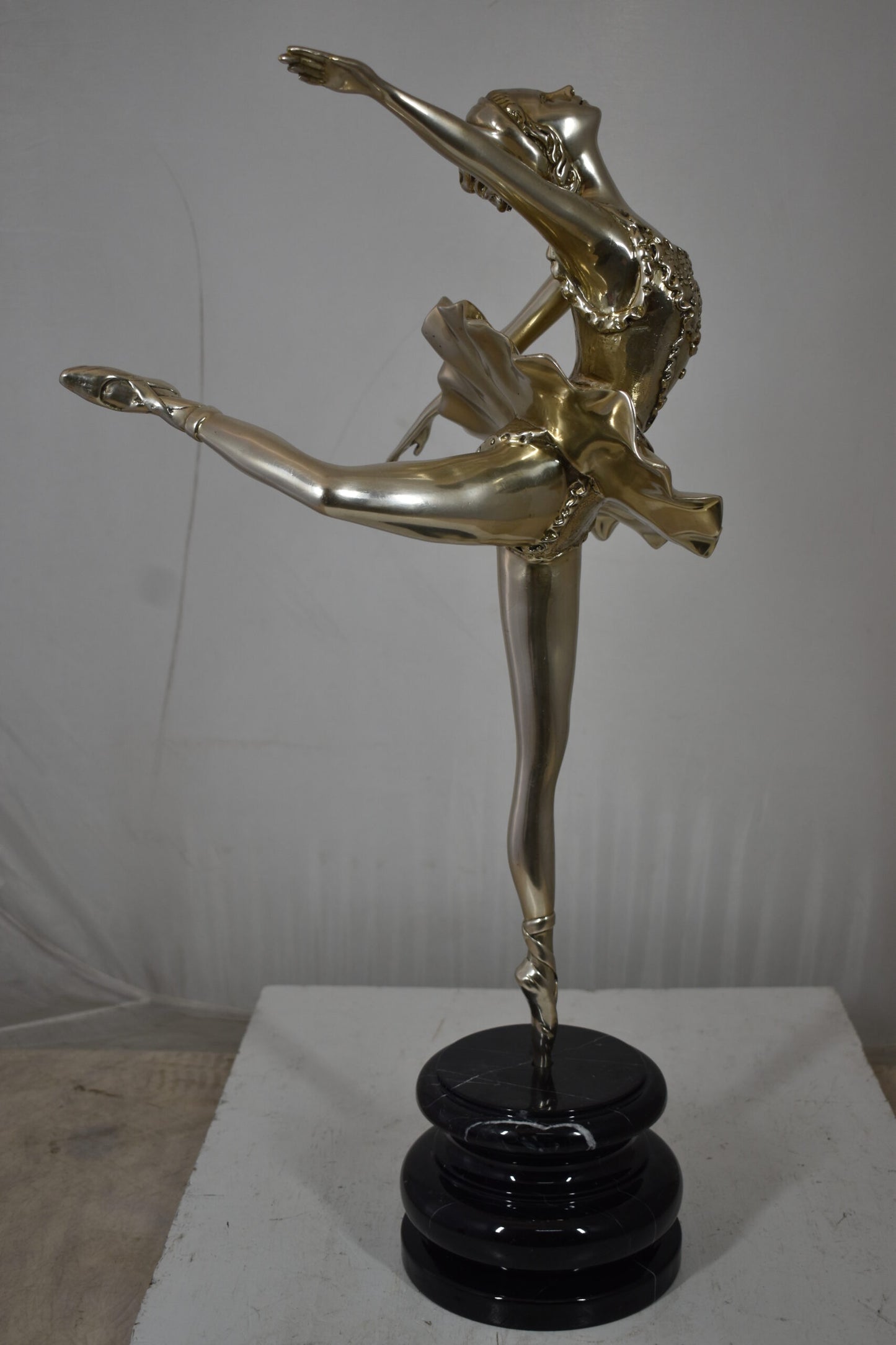 Ballerina Bronze Statue in Silver Finish Size: 14" x 15" x 28"H