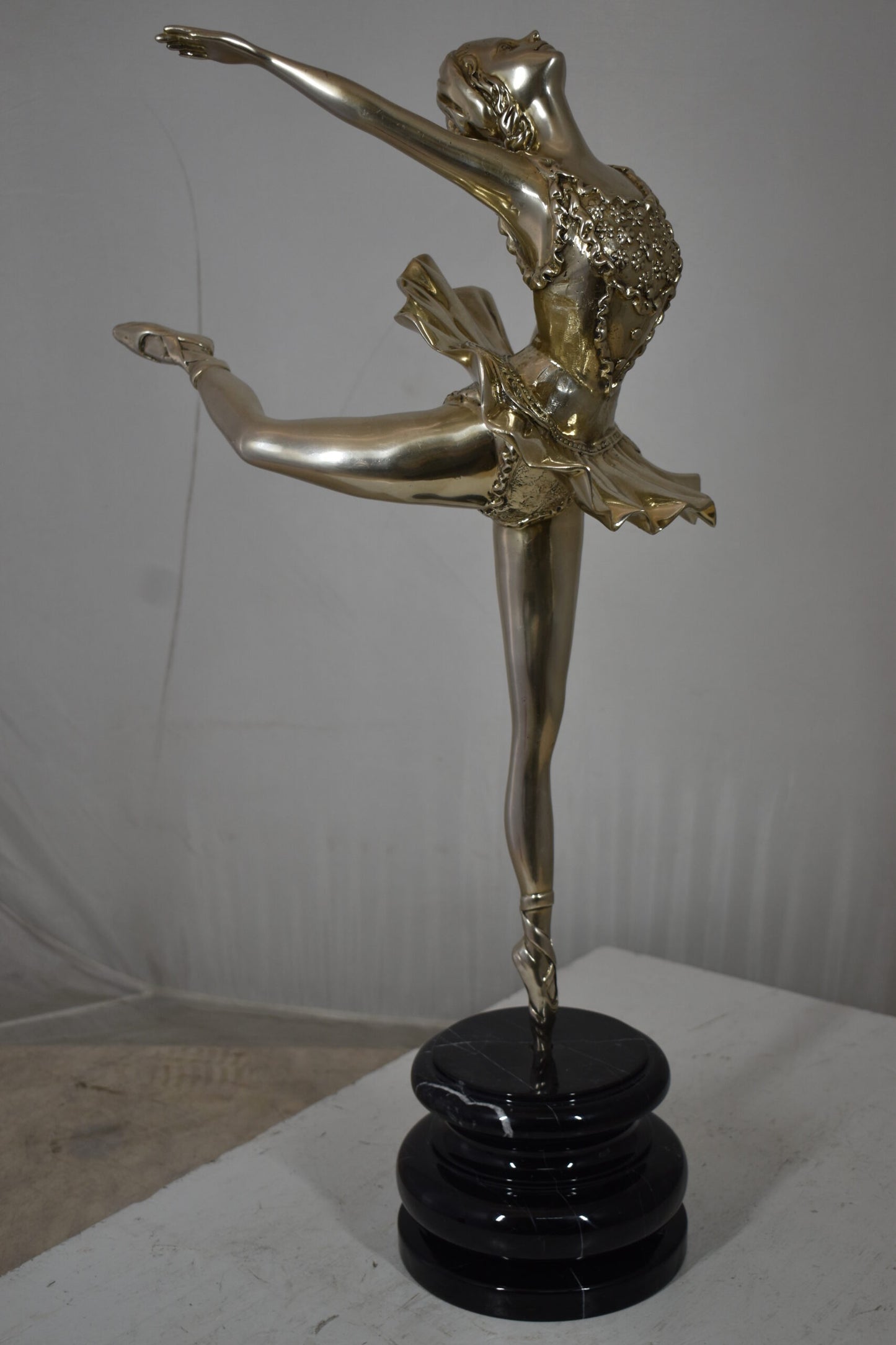Ballerina Bronze Statue in Silver Finish Size: 14" x 15" x 28"H