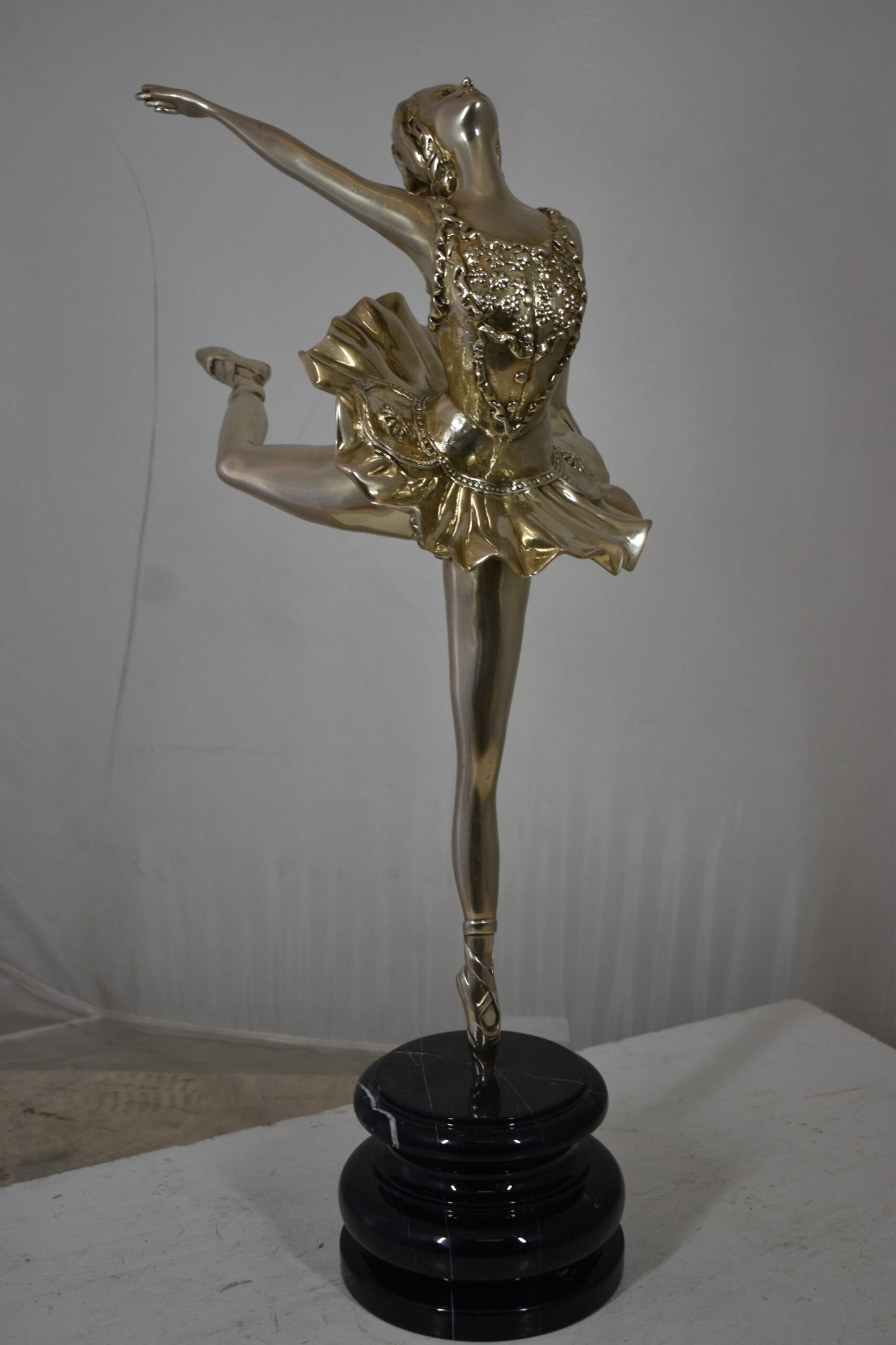 Ballerina Bronze Statue in Silver Finish Size: 14" x 15" x 28"H