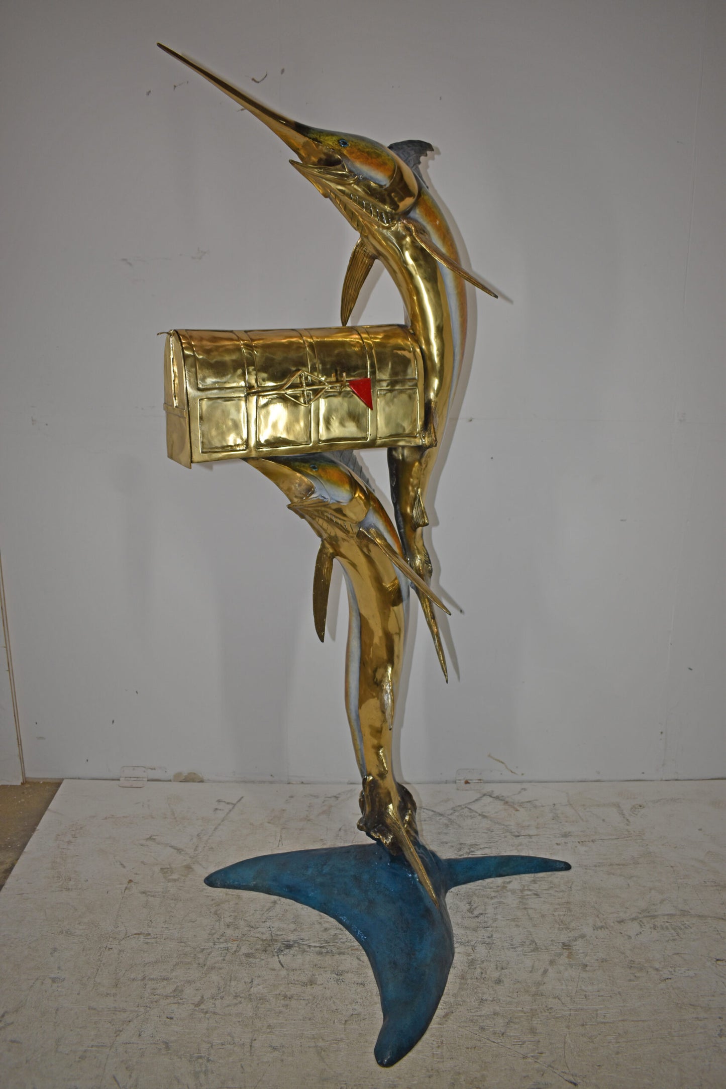 Sailfish and marlin fish Bronze Statue - mailbox Size: 29" x 35" x 77"H