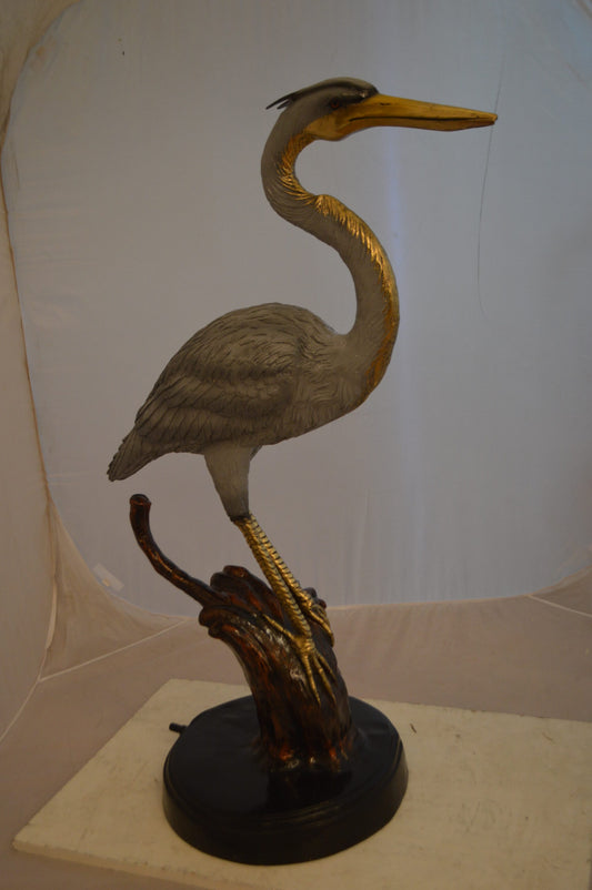 Crane Bronze Statue Fountain -  Size: 29"L x 13"W x 42"H.
