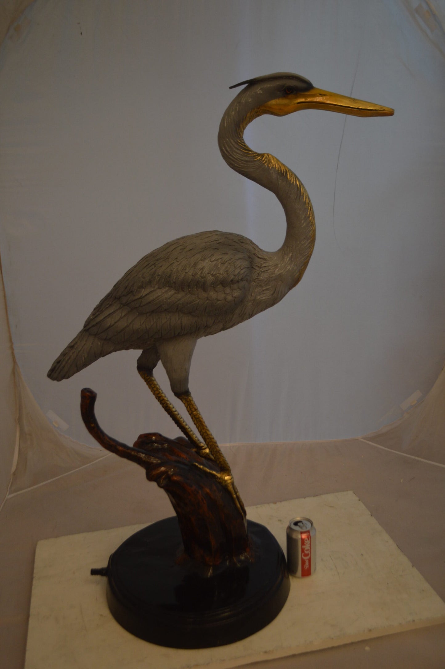 Crane Bronze Statue Fountain - Size: 29"L x 13"W x 42"H.