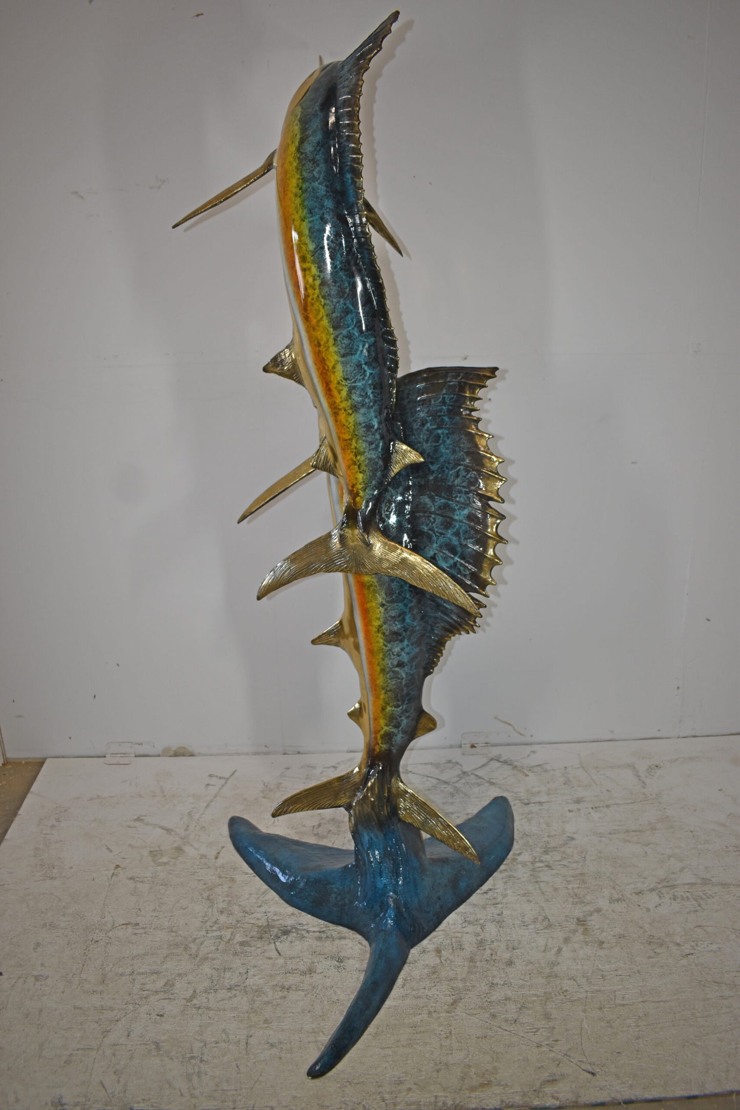 Sailfish and marlin fish Bronze Statue - mailbox Size: 29" x 35" x 77"H